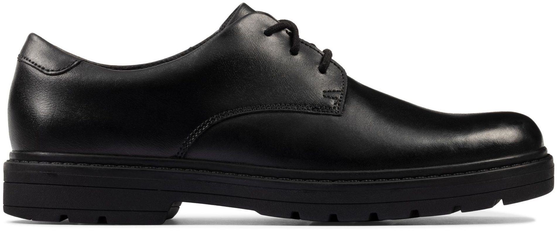 Clarks Loxham Derby Youth Black Leather 26151593 - Boys School Shoes ...