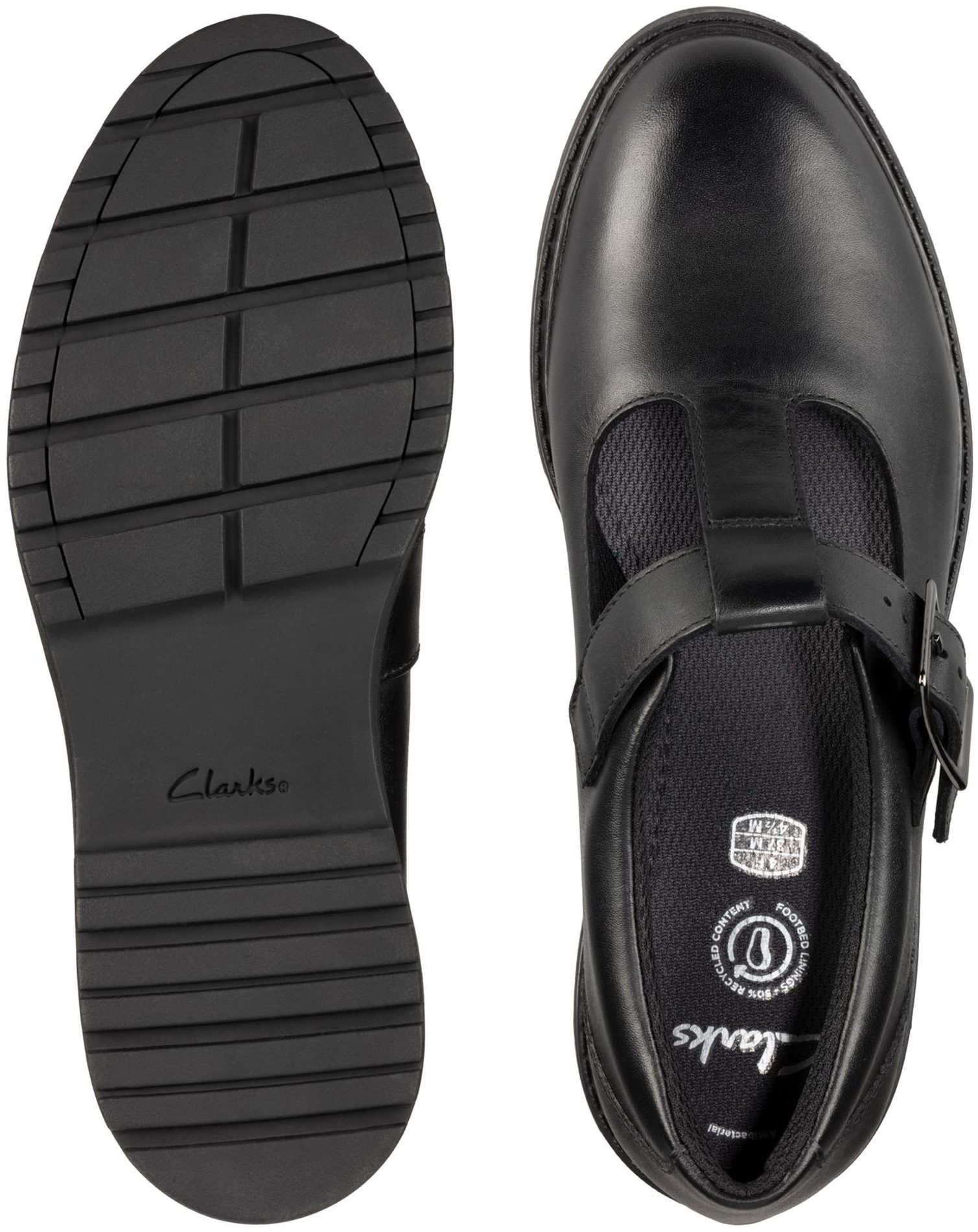 Clarks Loxham Shine Youth Black Leather 26152637 Girls School Shoes