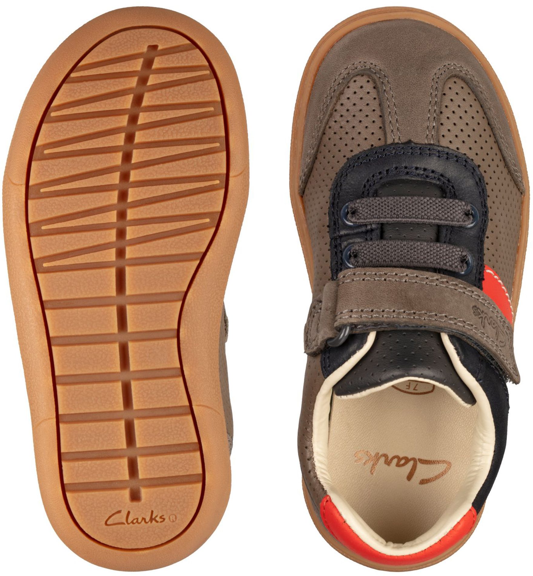 Clarks Flash Step Toddler Grey Leather 26154101 Boys Shoes