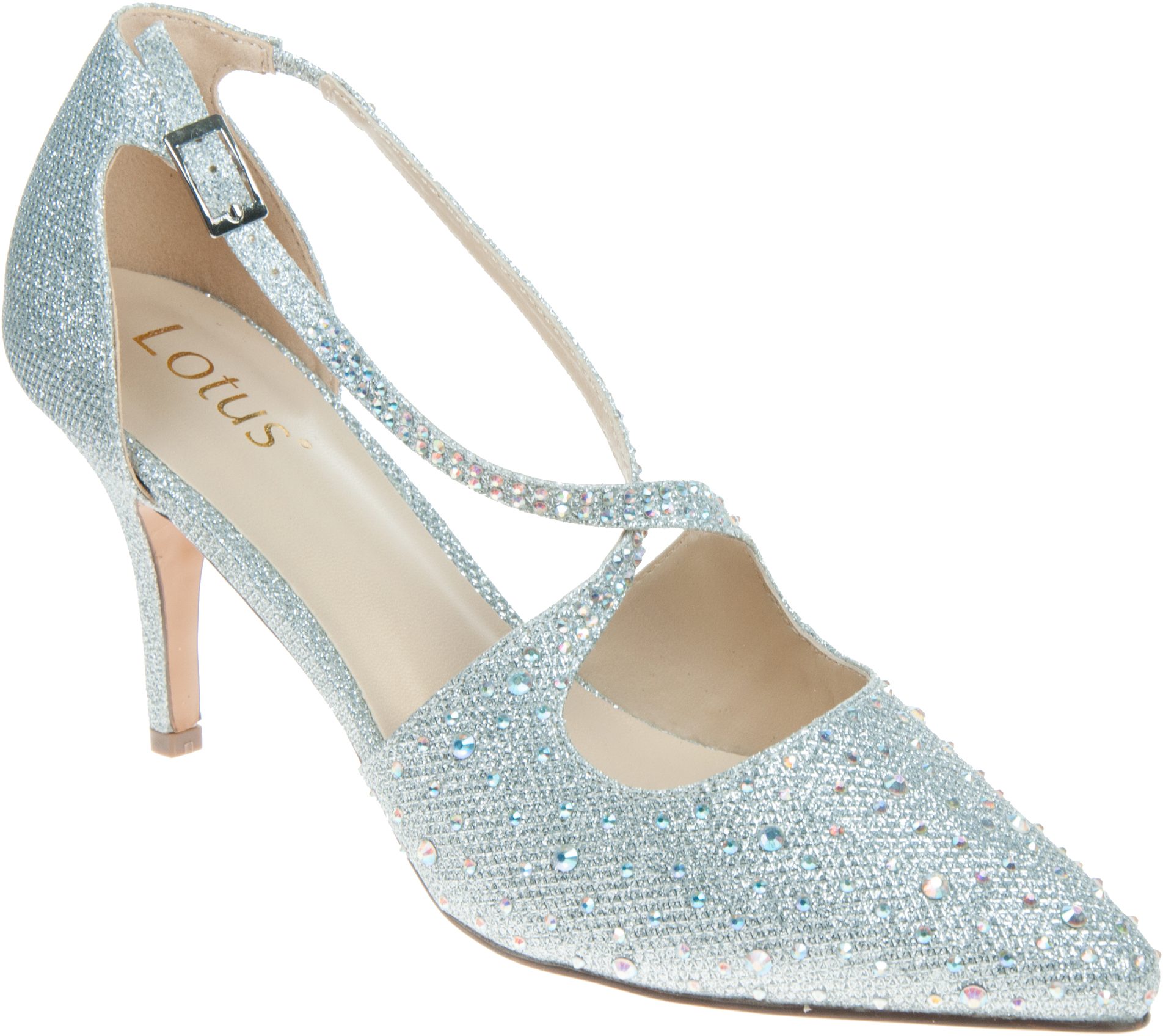 Lotus Panache Silver Diamante ULS208JJ Court Shoes Humphries Shoes