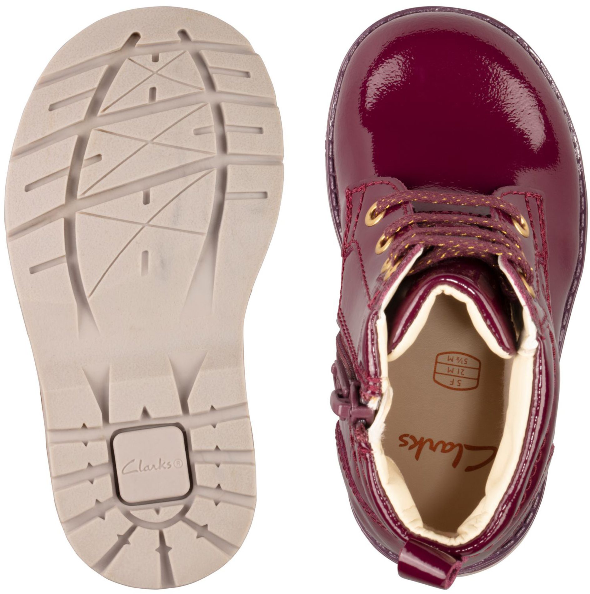 Clarks Astrol Lace Toddler Berry Patent 26153547 Girls Boots