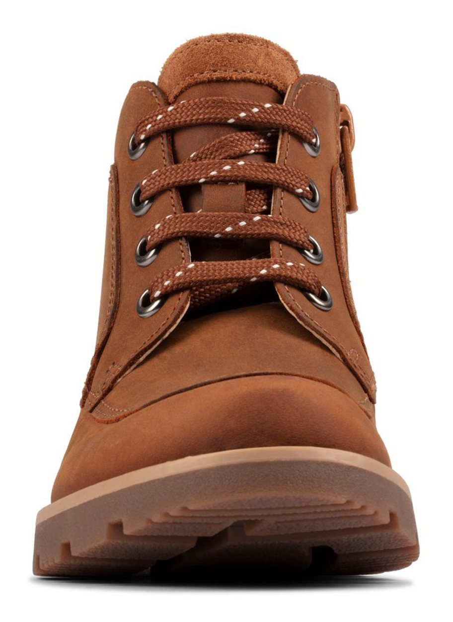 Clarks Heath Lace Kids Tan Leather 26154088 Boys Boots Humphries Shoes