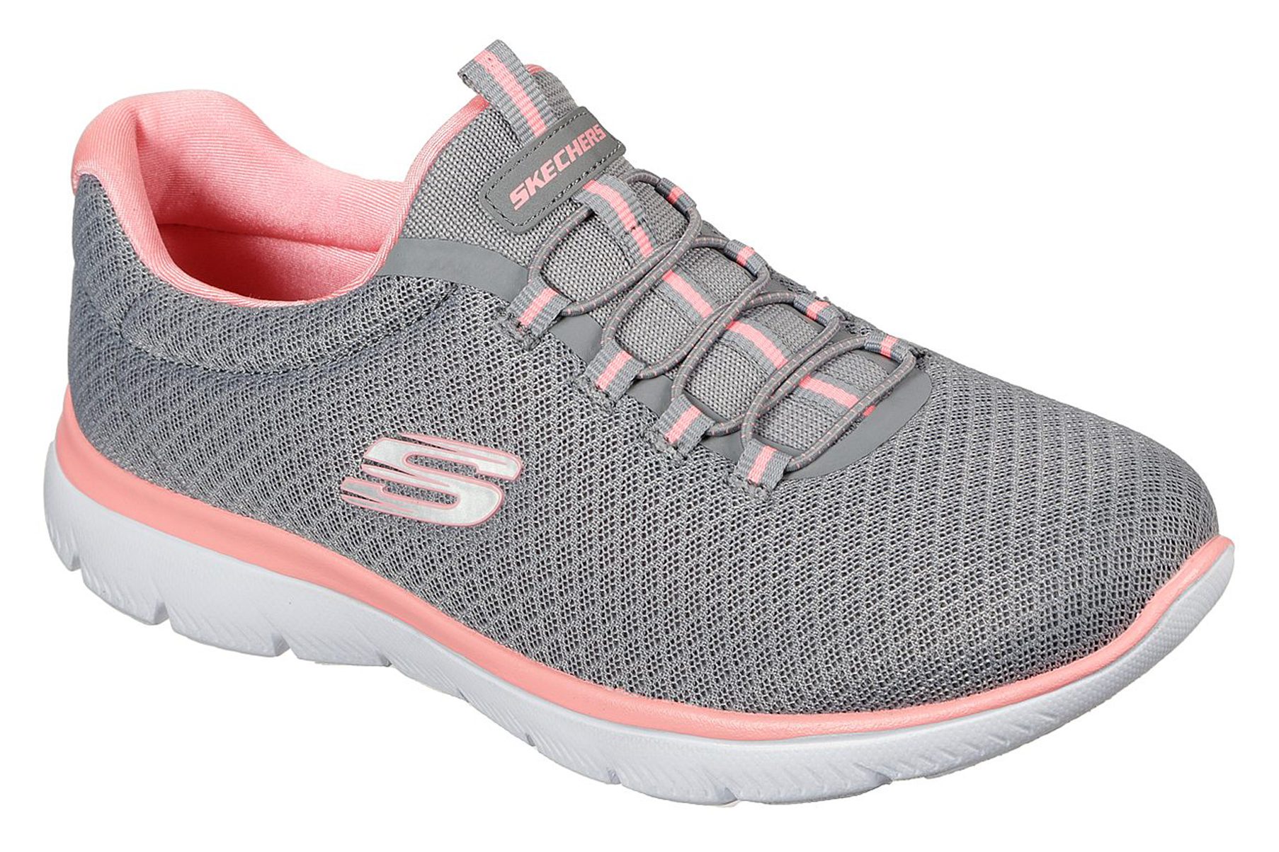 grey pink skechers