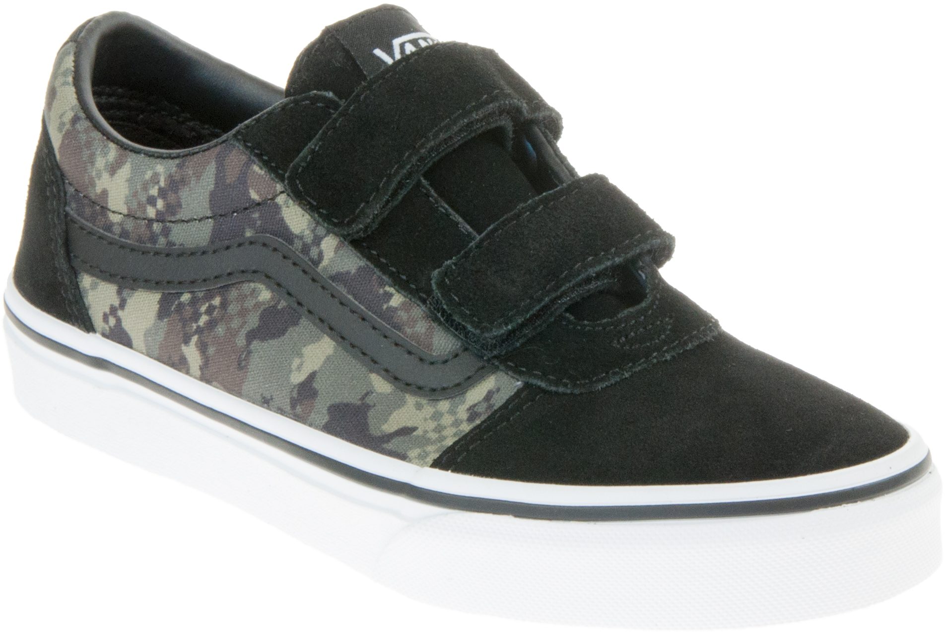 Vans Kids Ward Velcro Black Camo VN0A4BUD0QM1 Boys Canvas Styles Humphries Shoes