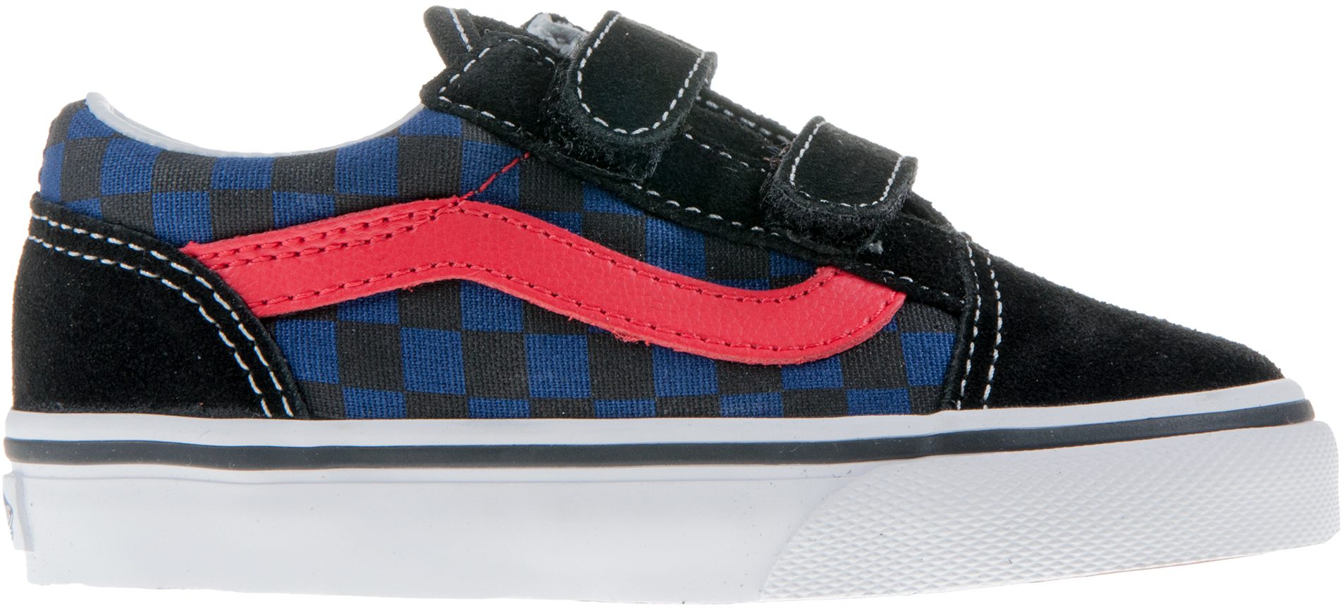 Vans Toddler Old Skool Velcro Black / Blue Checkerboard VN0A344KODI