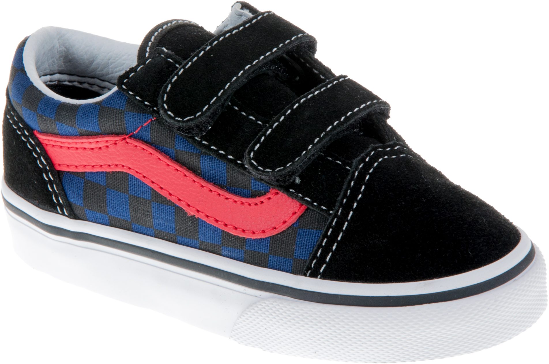 Vans Toddler Old Skool Velcro Black / Blue Checkerboard VN0A344KODI