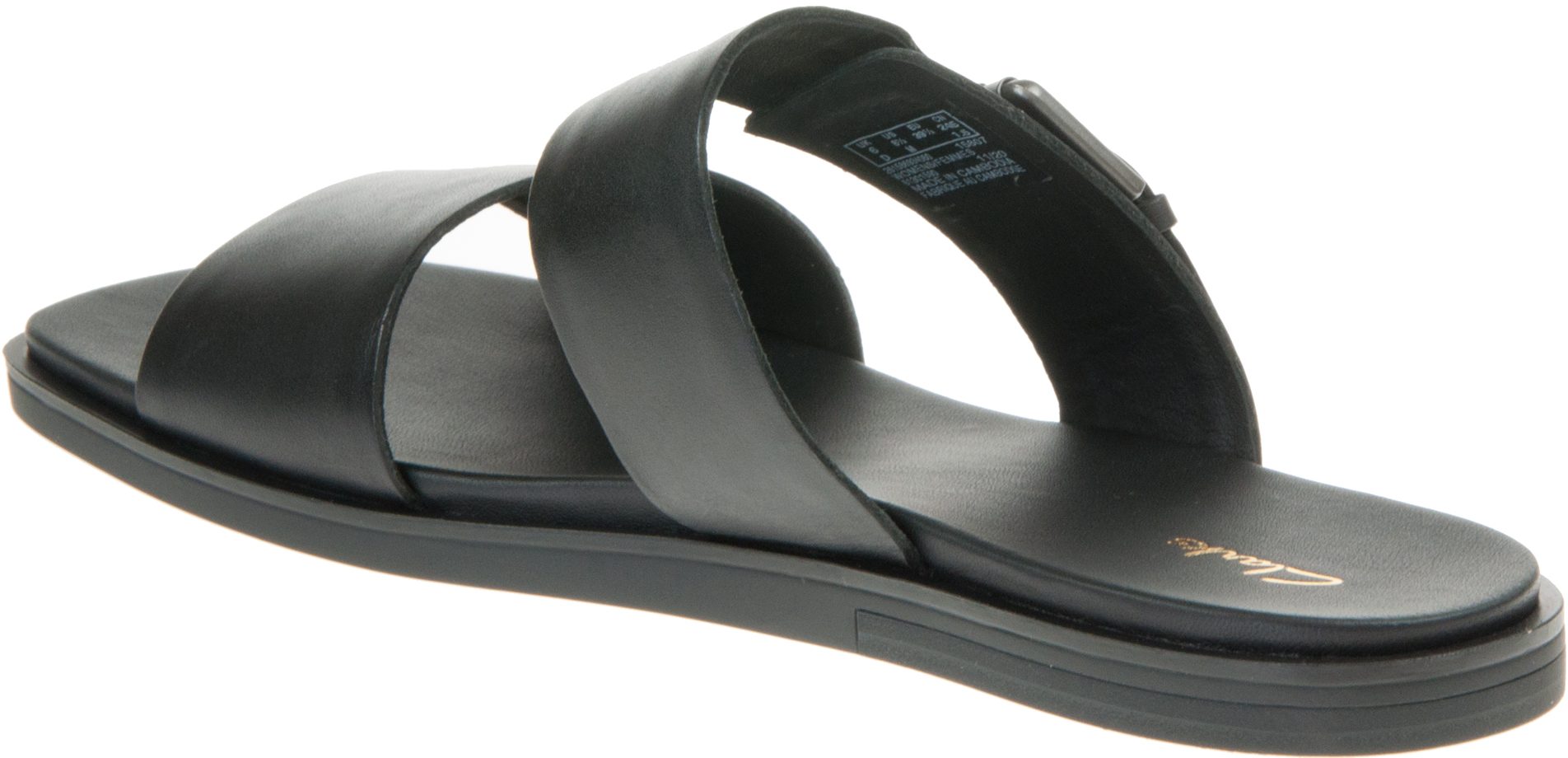 clarks botanic slide black leather