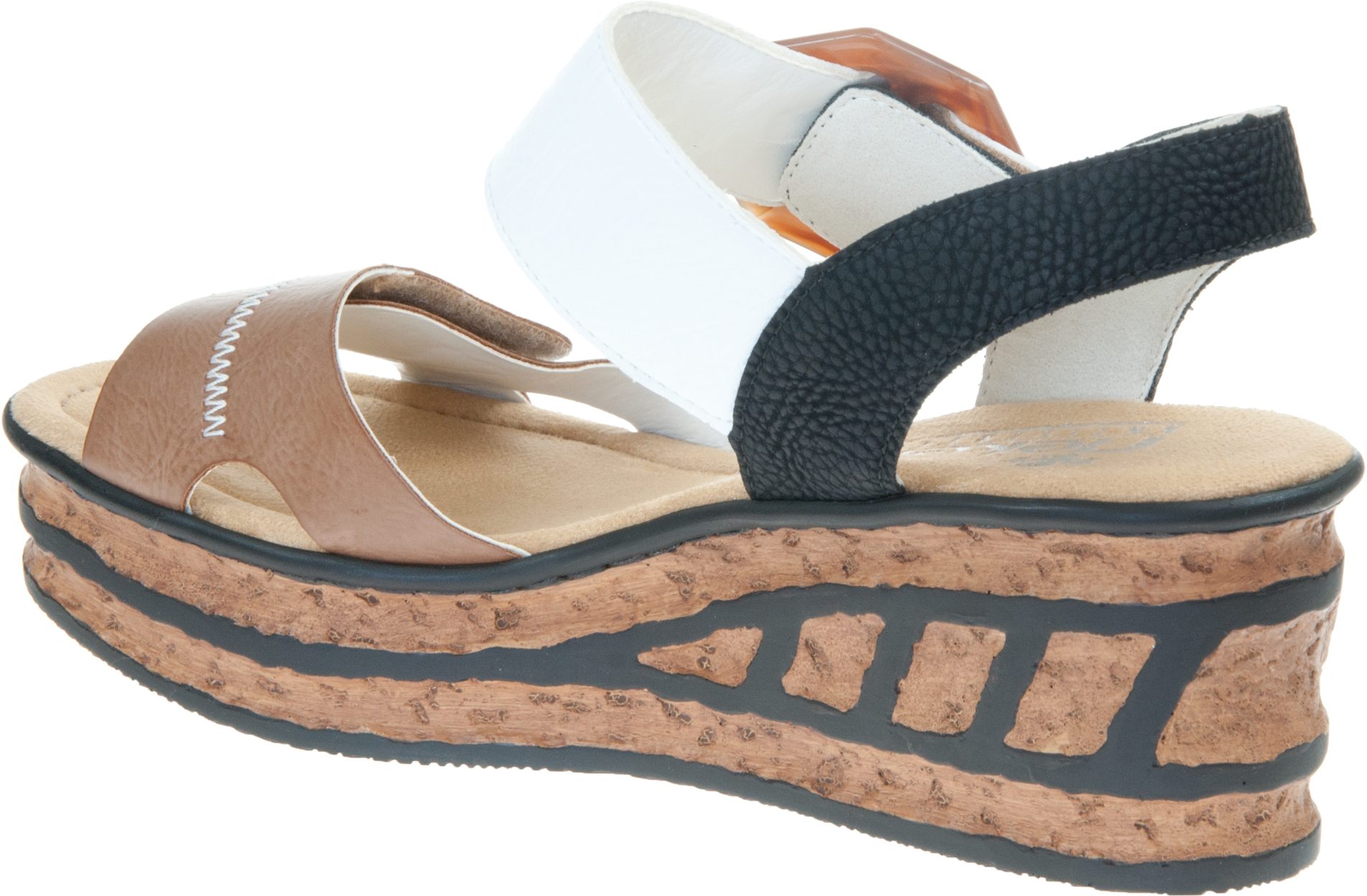 Rieker 68176 Nut / White / Black 68176-64 - Full Sandals - Humphries Shoes
