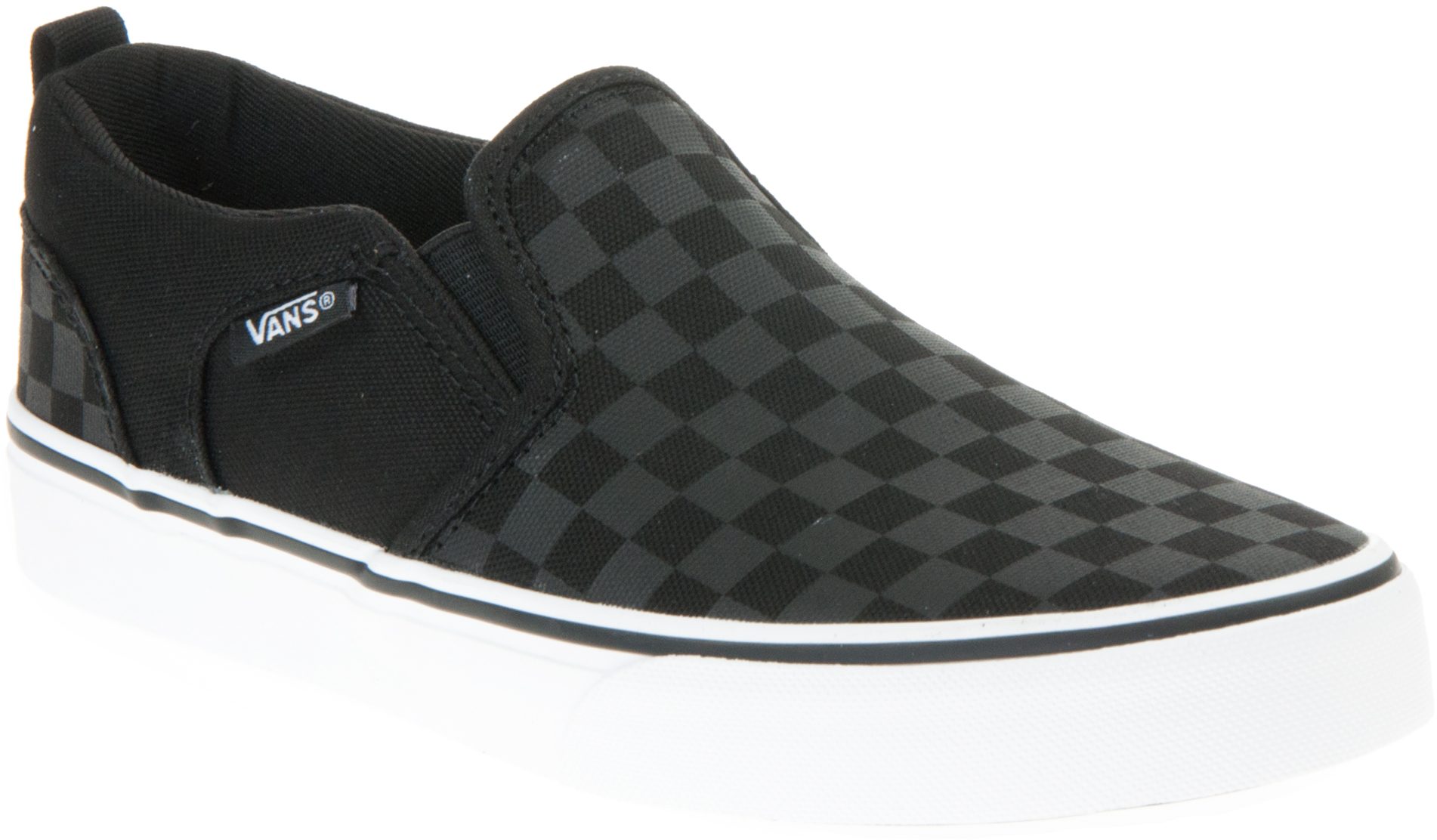 Vans Kids Asher Black / Black Checker VN000VH001X1 Boys Canvas Styles