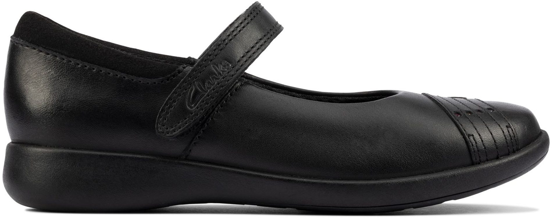 Clarks Etch Bright K Scarpe Scolastiche Per Bambine - Tomaia In Vernice Nera, Chiusura Con Strap
