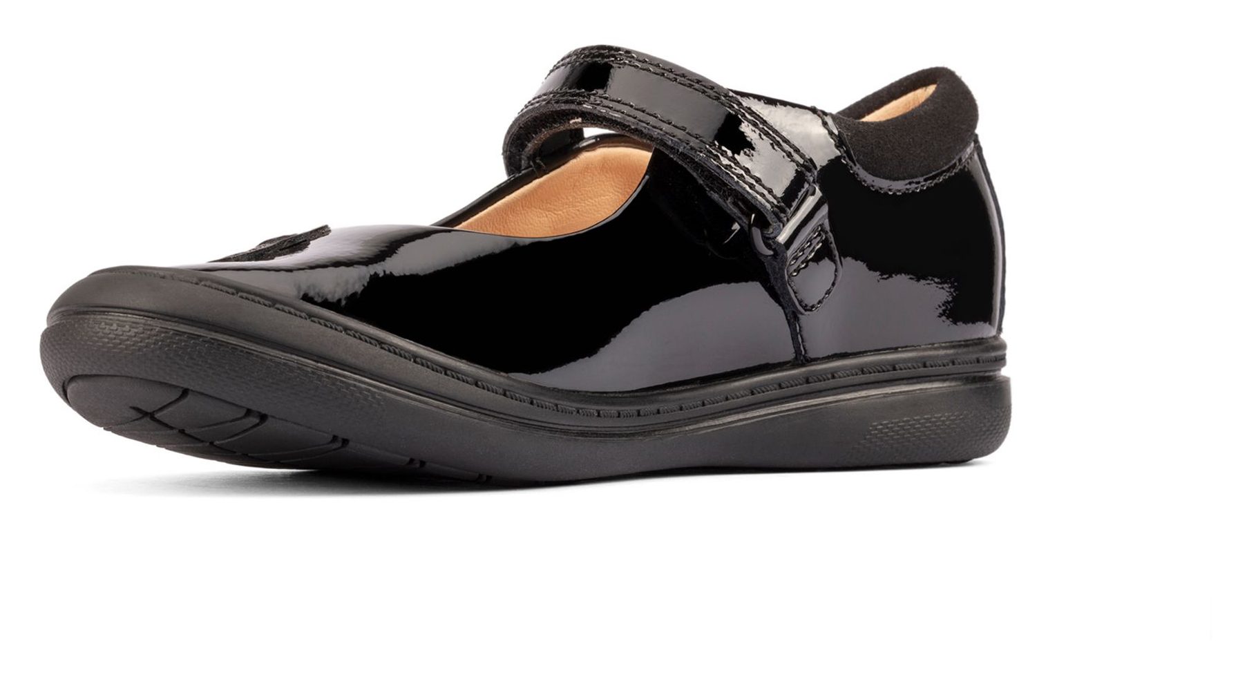 Clarks Scooter Daisy Kid Black Patent 26161751 Girls School Shoes