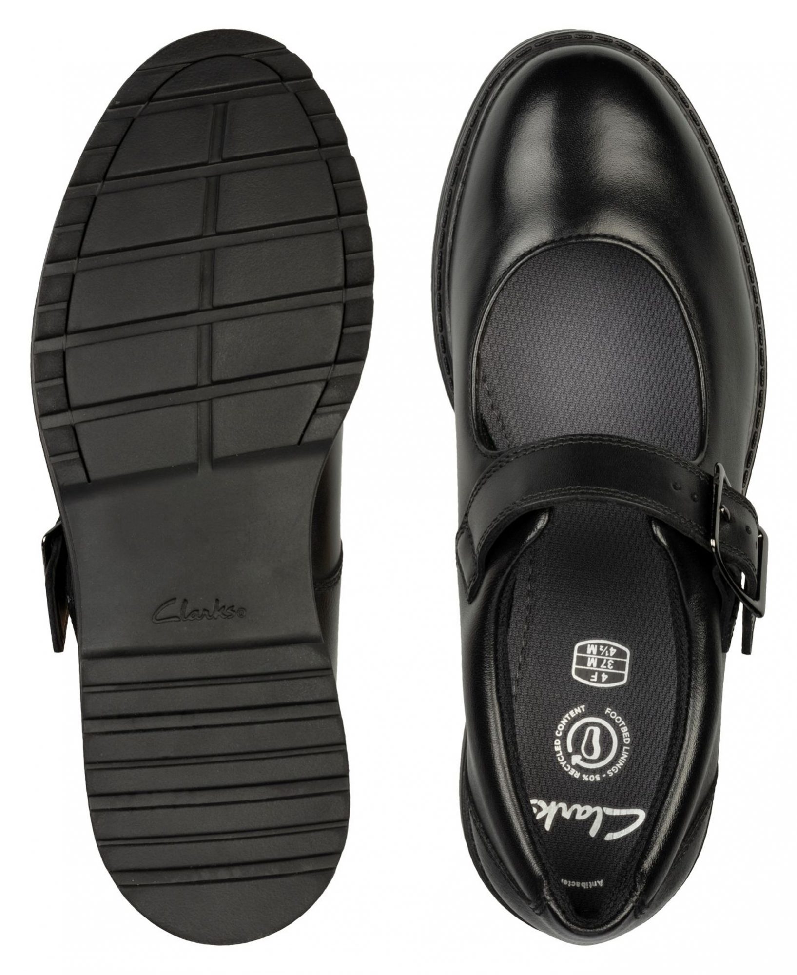 Clarks Loxham Walk Youth Black Leather 26161172 Girls School Shoes