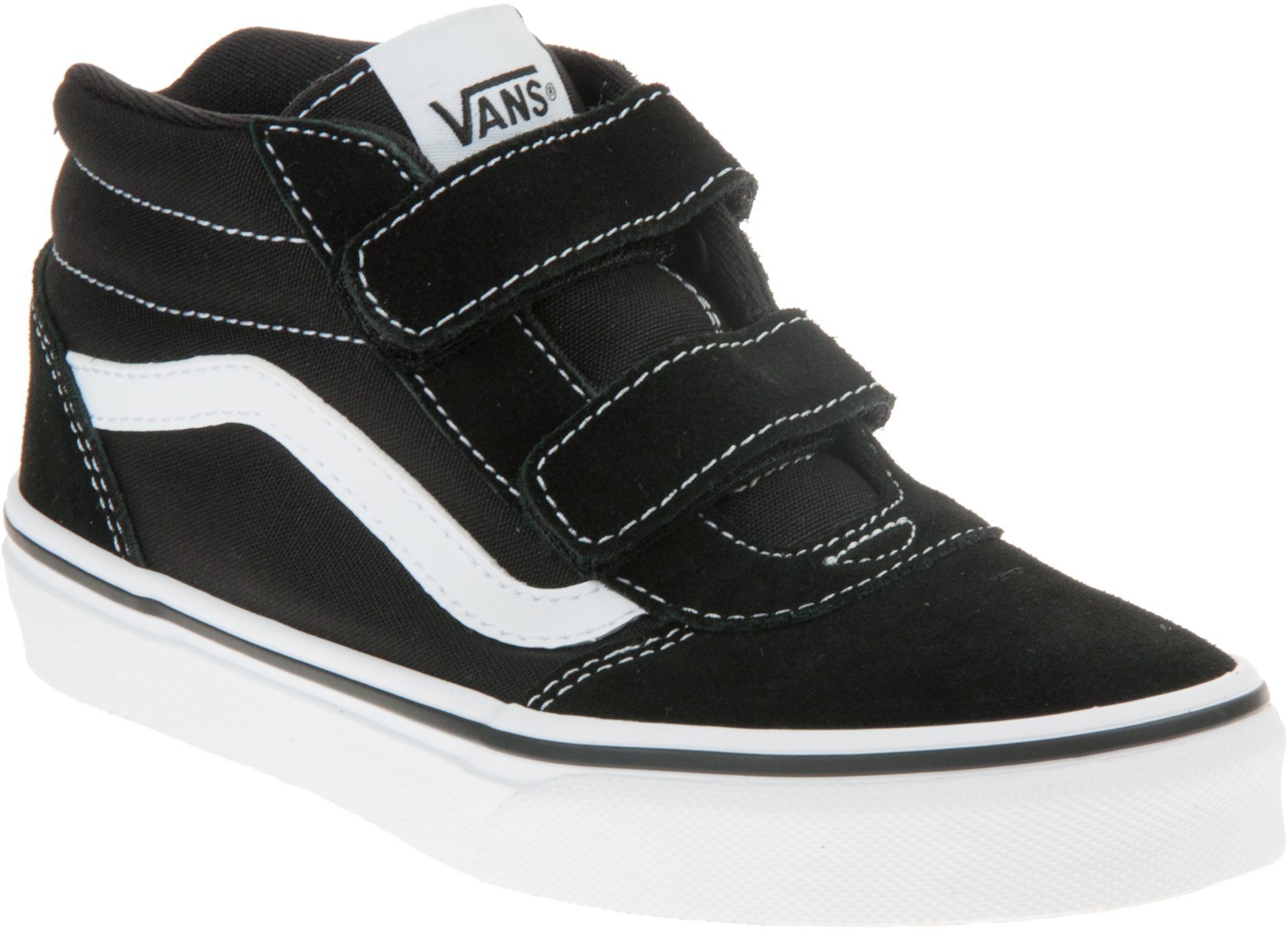 Vans Kids Ward Mid Velcro Black / White VN0A5HZ9IJU1 Boys Boots Humphries Shoes