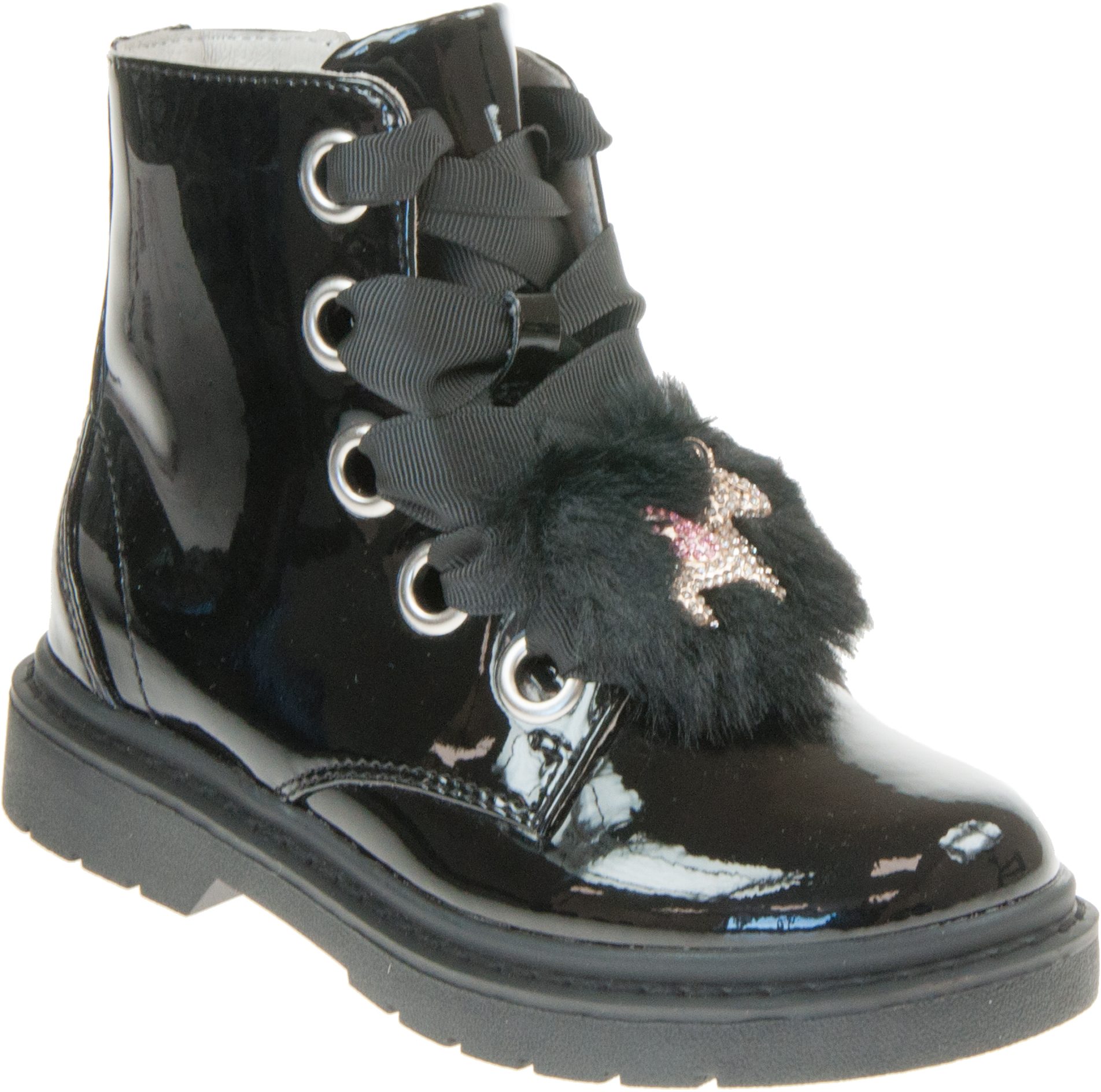 Lelli Kelly Diamond Fairy Wings Black Patent LK4520 Girls Boots