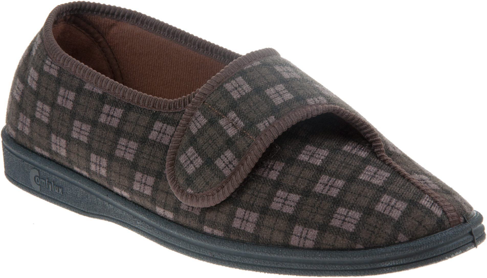 Comfylux Paul Dark Brown Check MS236B - Full Slippers - Humphries Shoes