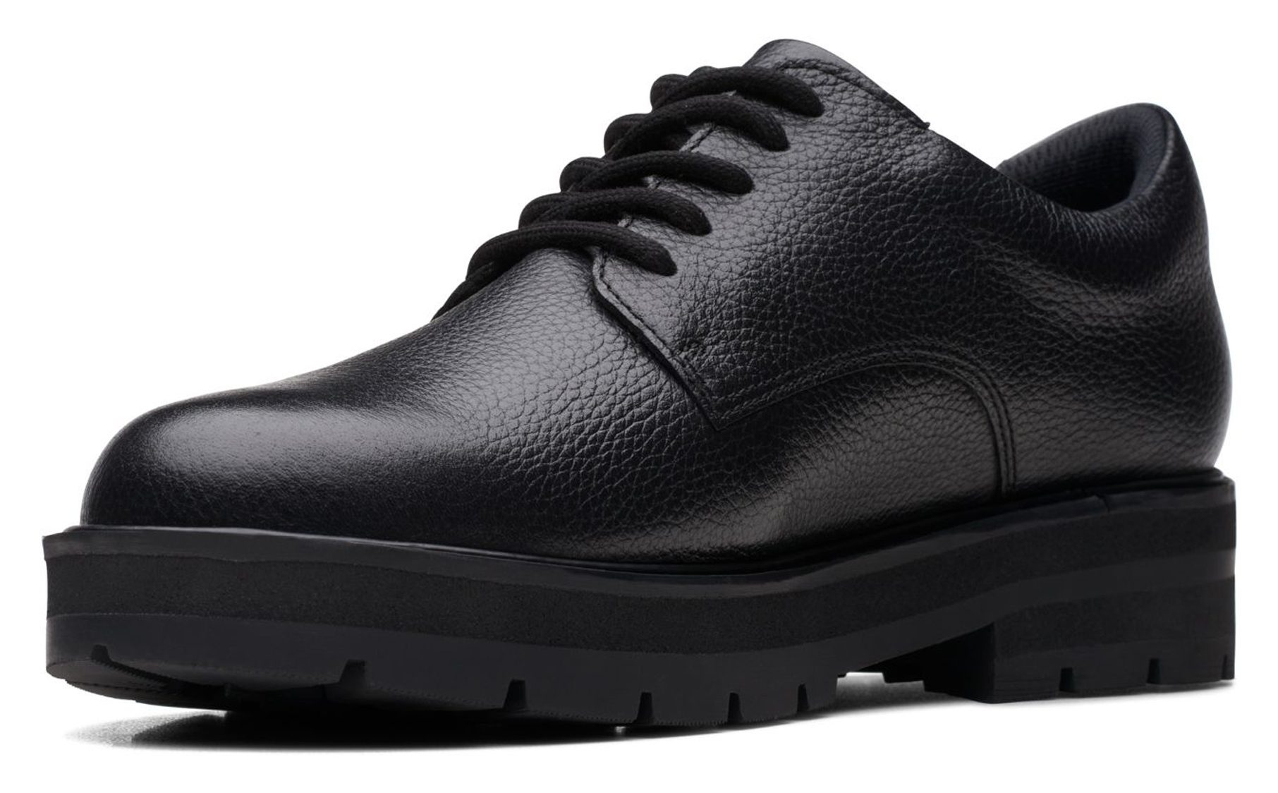 Clarks Prague Lace Youth Black Leather 26169271 Girls School Shoes