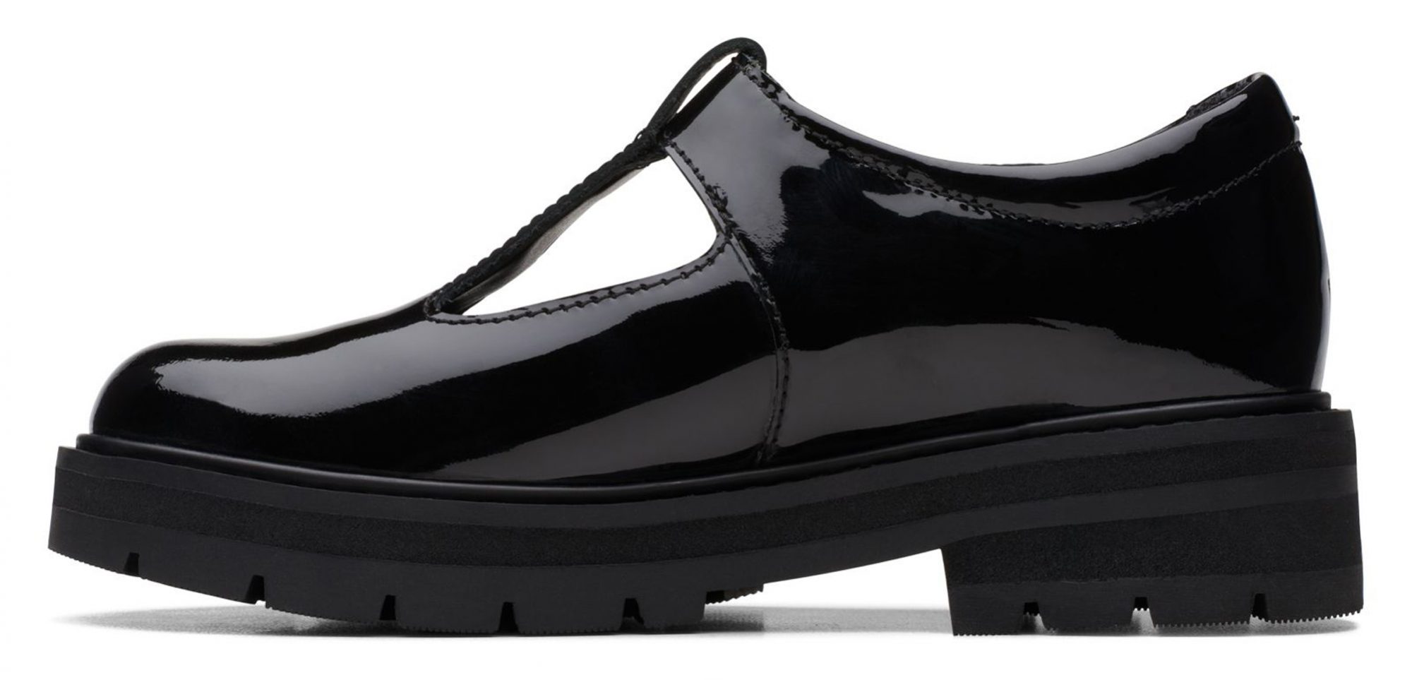 Clarks Prague Brill Kid Black Patent 26169347 Girls School Shoes