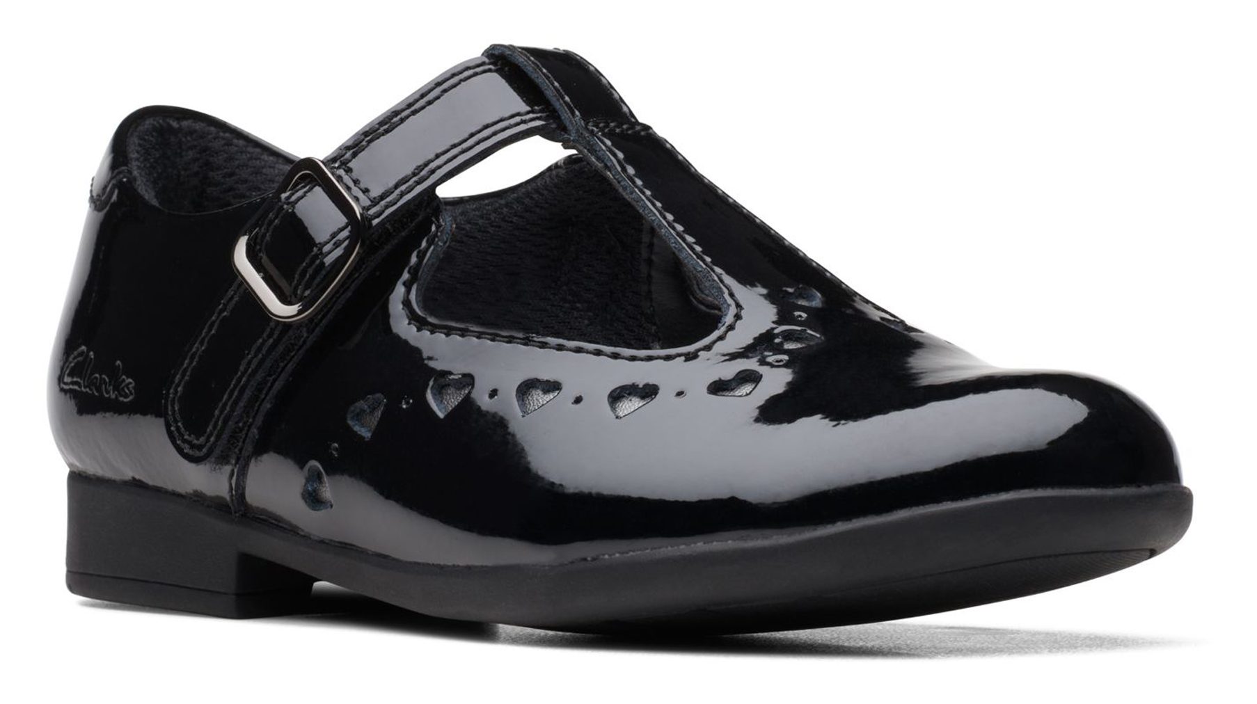 Clarks Evyn Lace Y Black Patent Kids Girls School Shoes 7829-36F