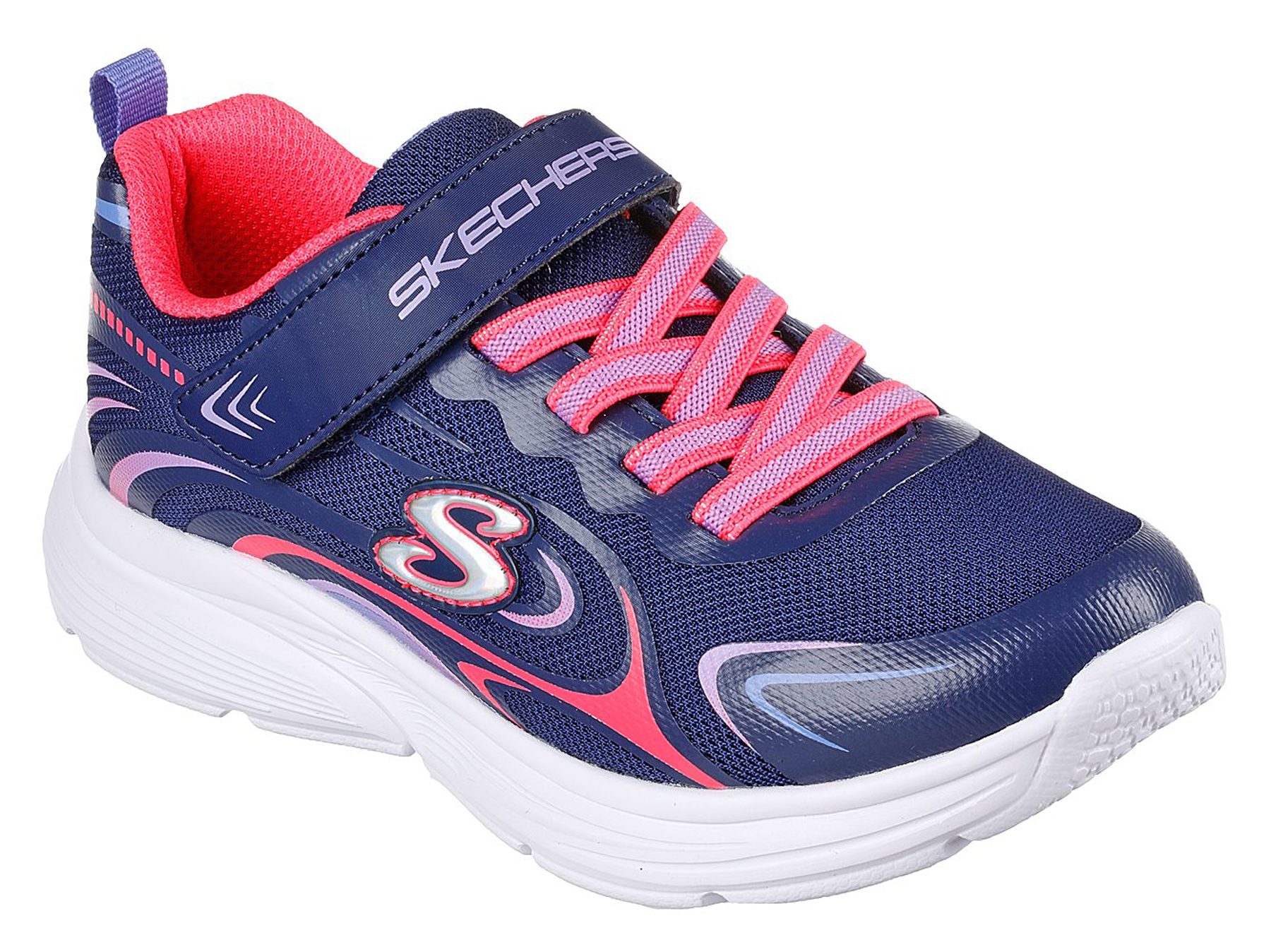 Skechers Wavy Lites Eureka Shine Navy Multi 303520L NVMT Girls Trainers Humphries Shoes