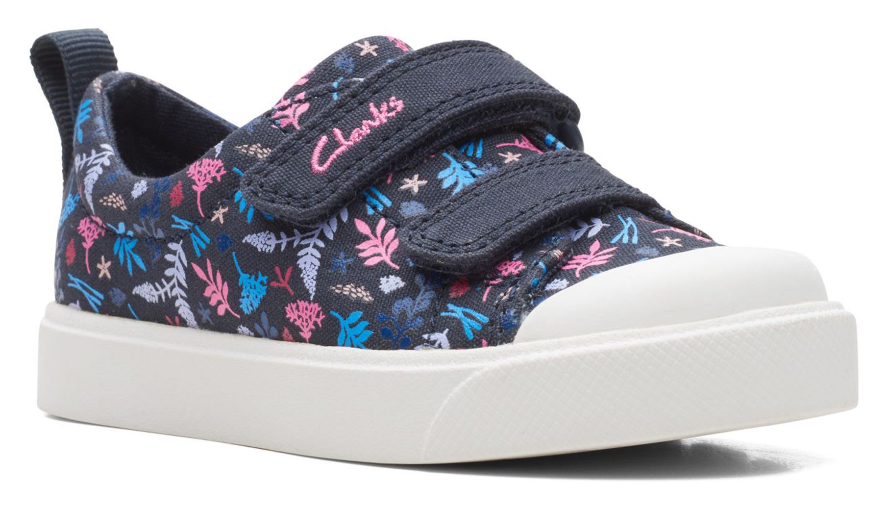Clarks City Bright Toddler Navy/Multi 26171690 Girls Canvas Styles