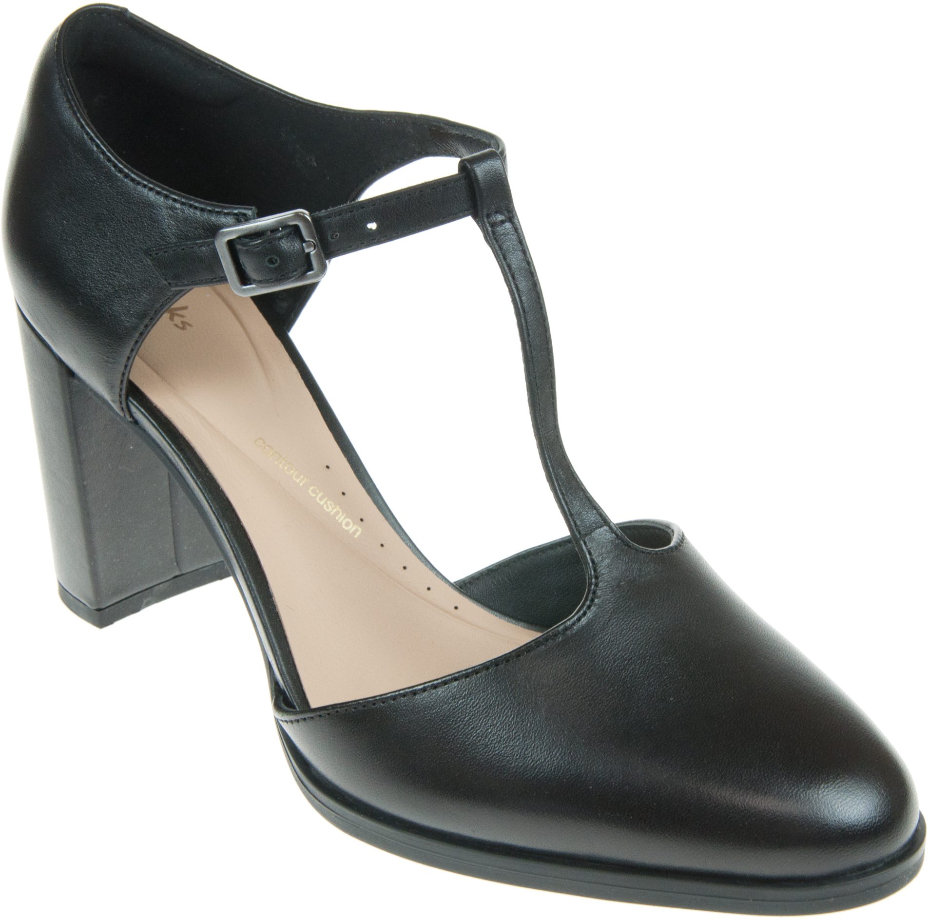 Clarks Freva85 Bar Black Leather 26171952 - Court Shoes - Humphries Shoes