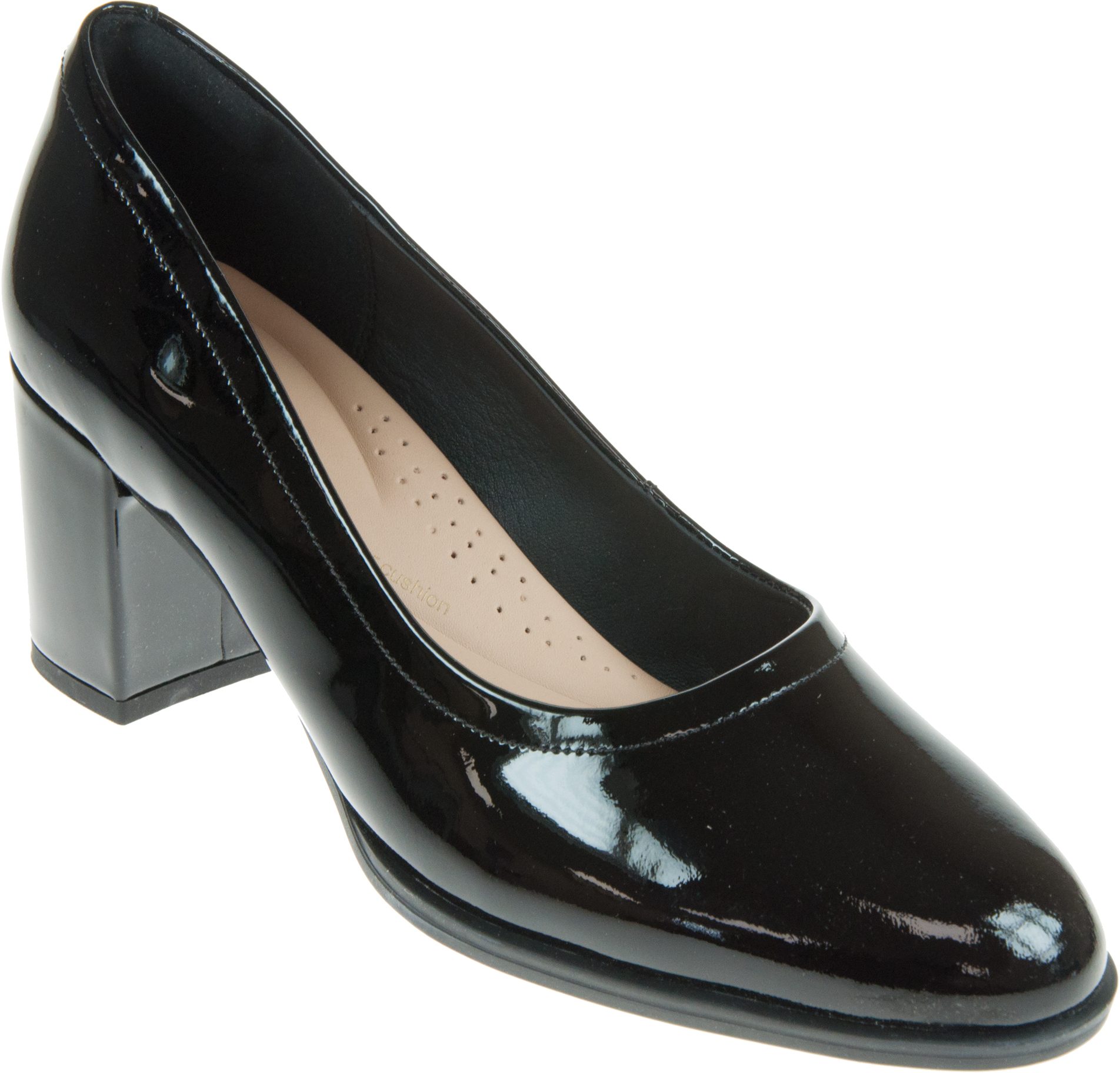 Clarks Freva55 Court Black Patent 26174873 Court Shoes Humphries Shoes