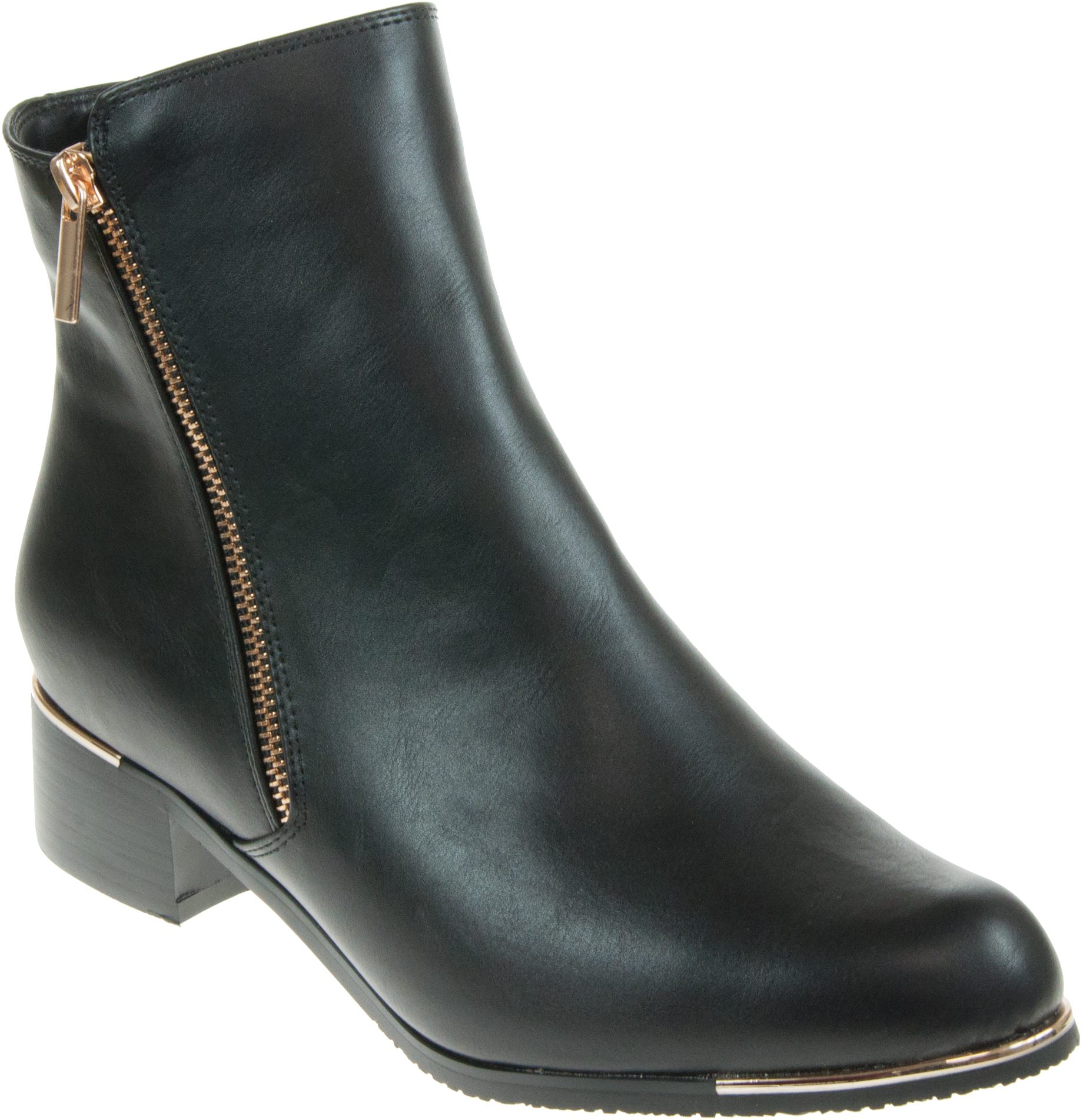 Black ankle boots gold zip hot sale