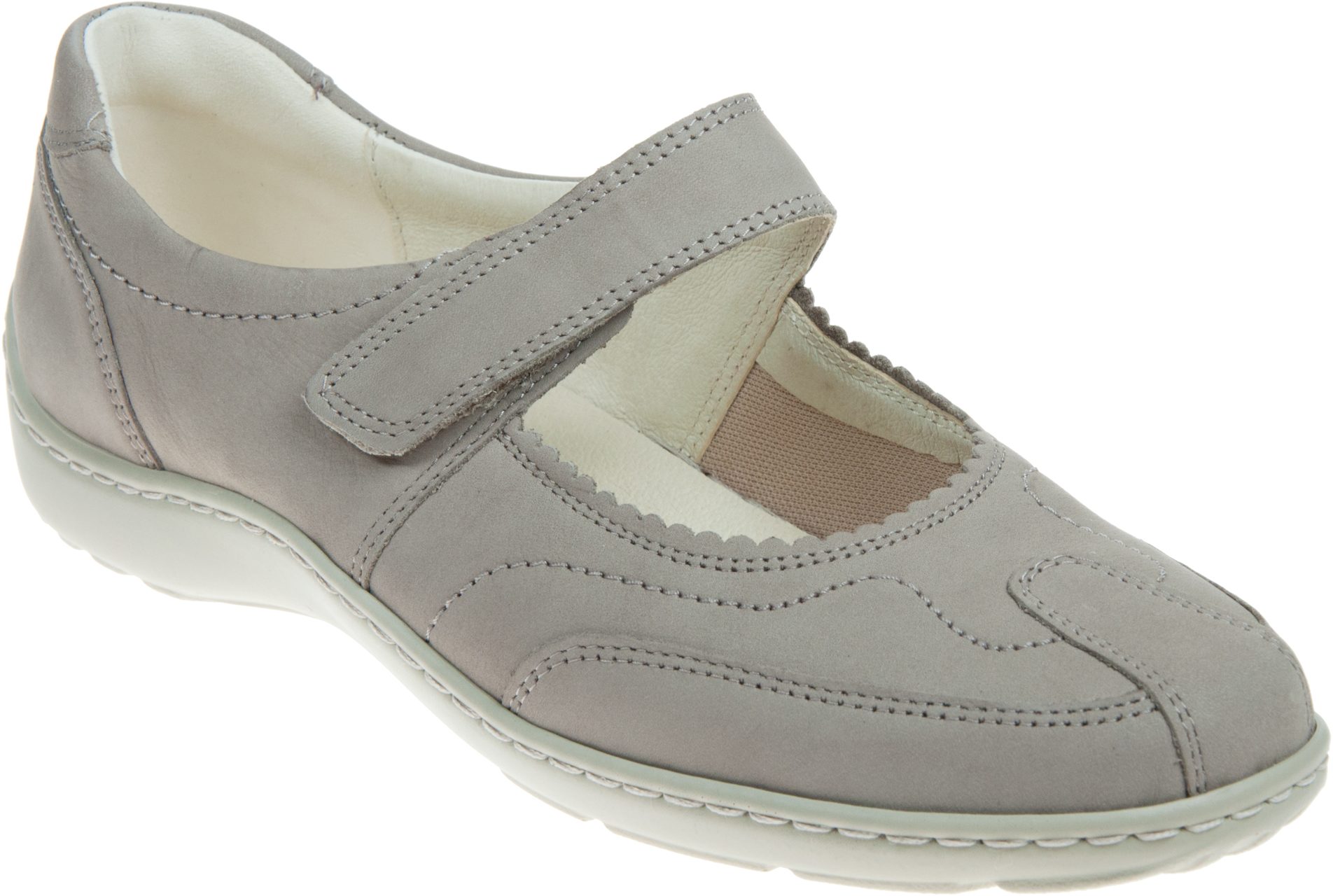 Waldläufer dames leren klittenbandschoen Henni wit