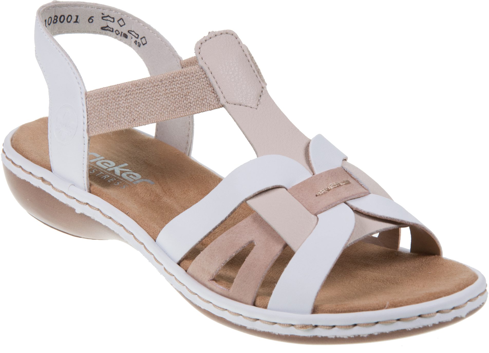 Rieker Women's Regina 06 Sandals - Comfy Elastic Strap Summer Shoes With Ocean Design
