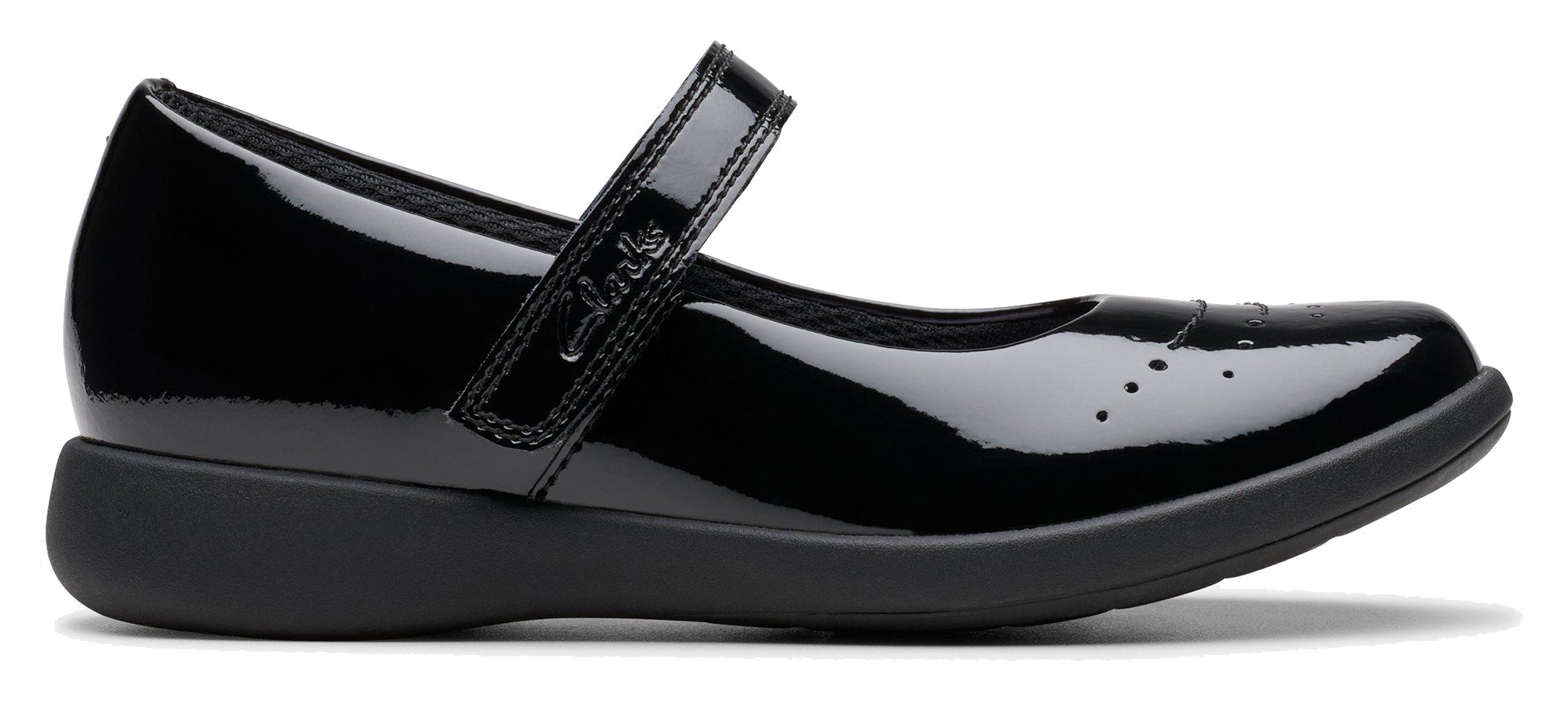 Ragazze Clarks 'Scala Luminoso' Nero Vernice O Pelle Scarpe da