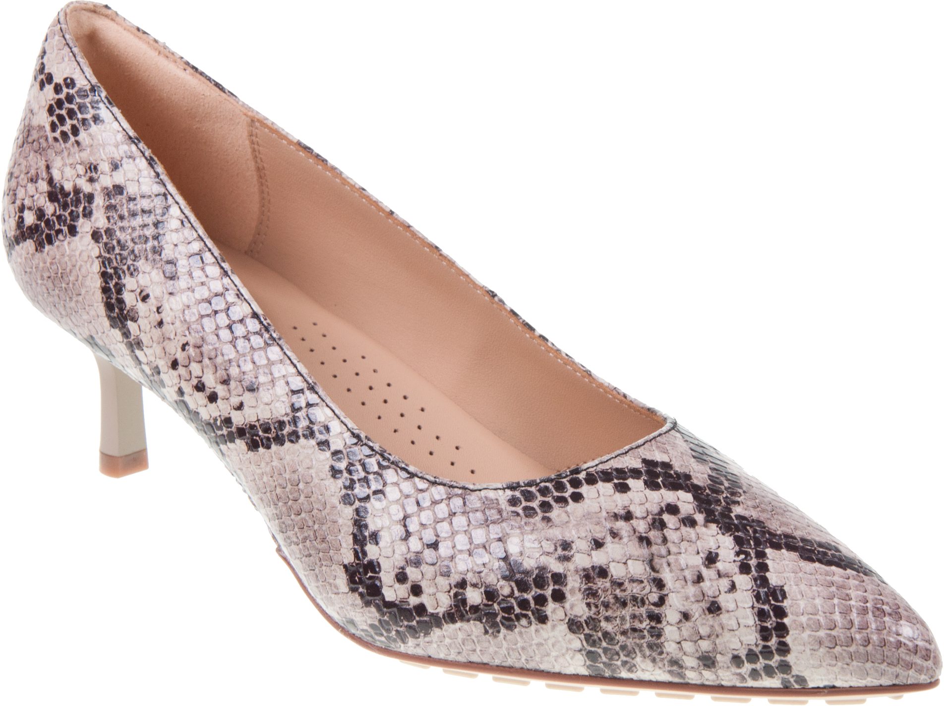 Clarks Adela Court Grey Snake Leather 26179298 Court Shoes
