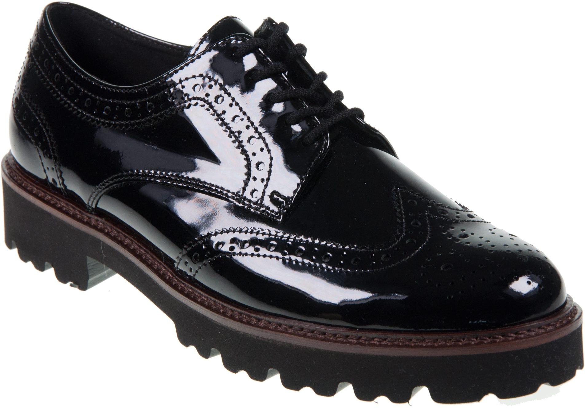Gabor Womens Black Patent Brogues Gabor Lace Up Brogues Ladies