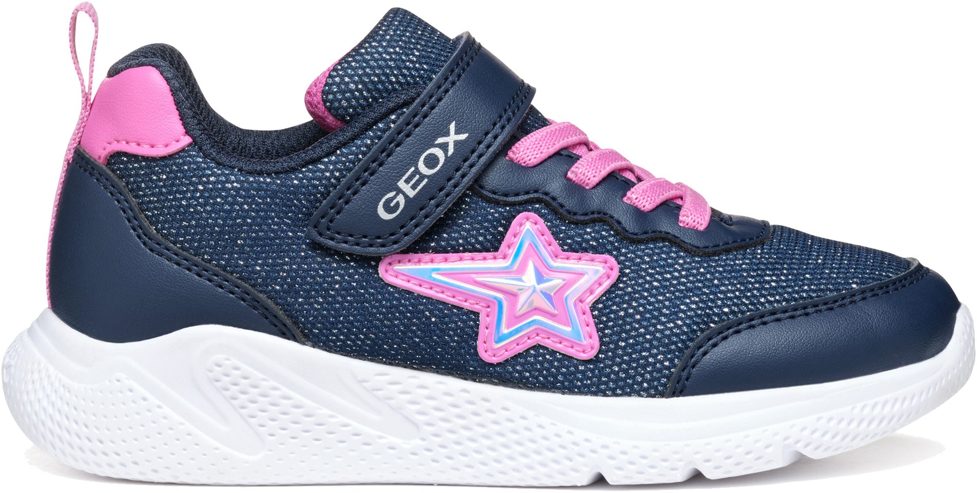 Geox J Sprintye Girl A - Scarpe Da Ginnastica Bambine E Ragazze, Suola In Gomma, Chiusura A Strappo, Colore Fuchsia E Lilac, Morbide E Resistenti