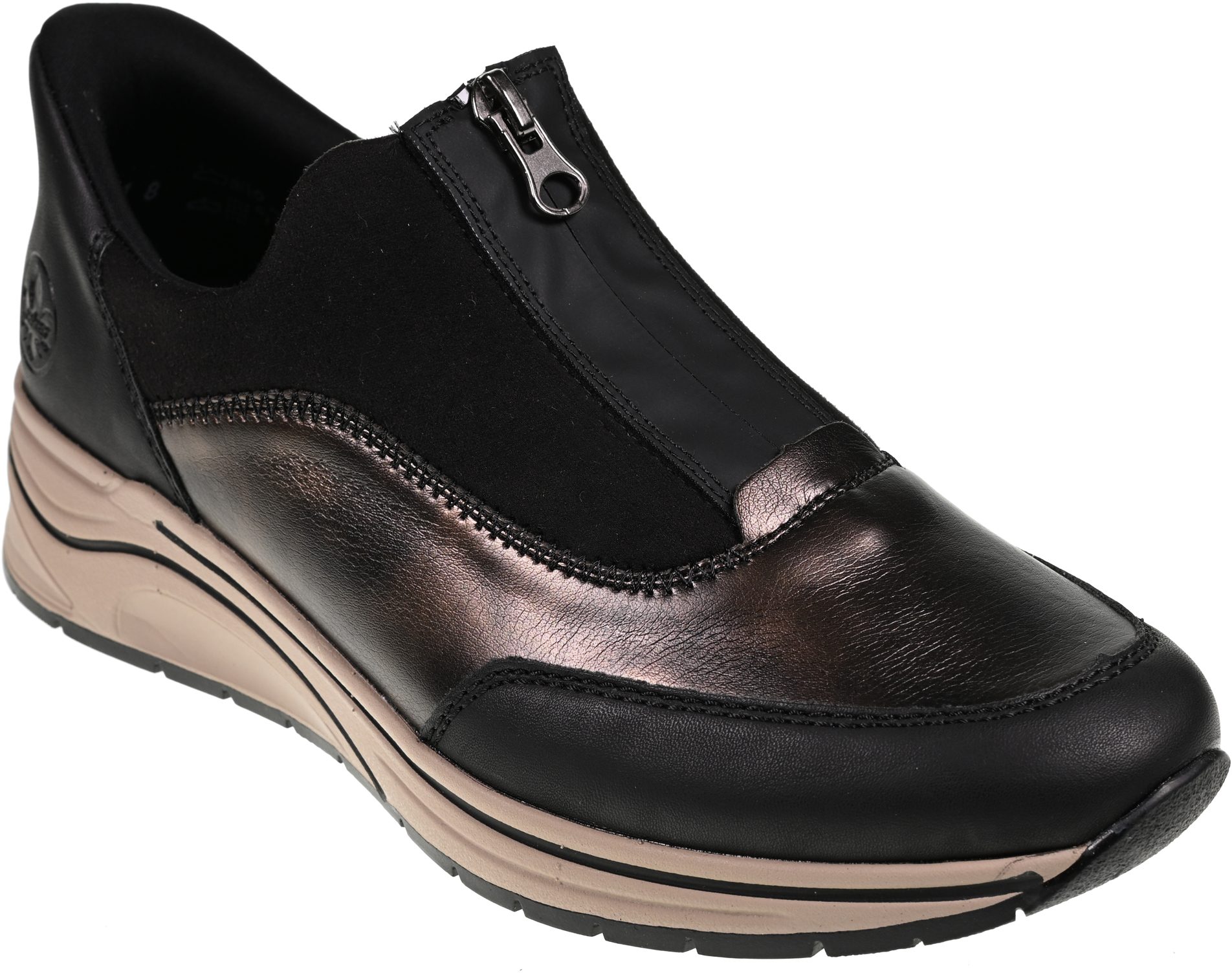 Rieker N2503 lage sneakers voor dames, lage schoenen, losse inlegzool, beige 62, 41 EU