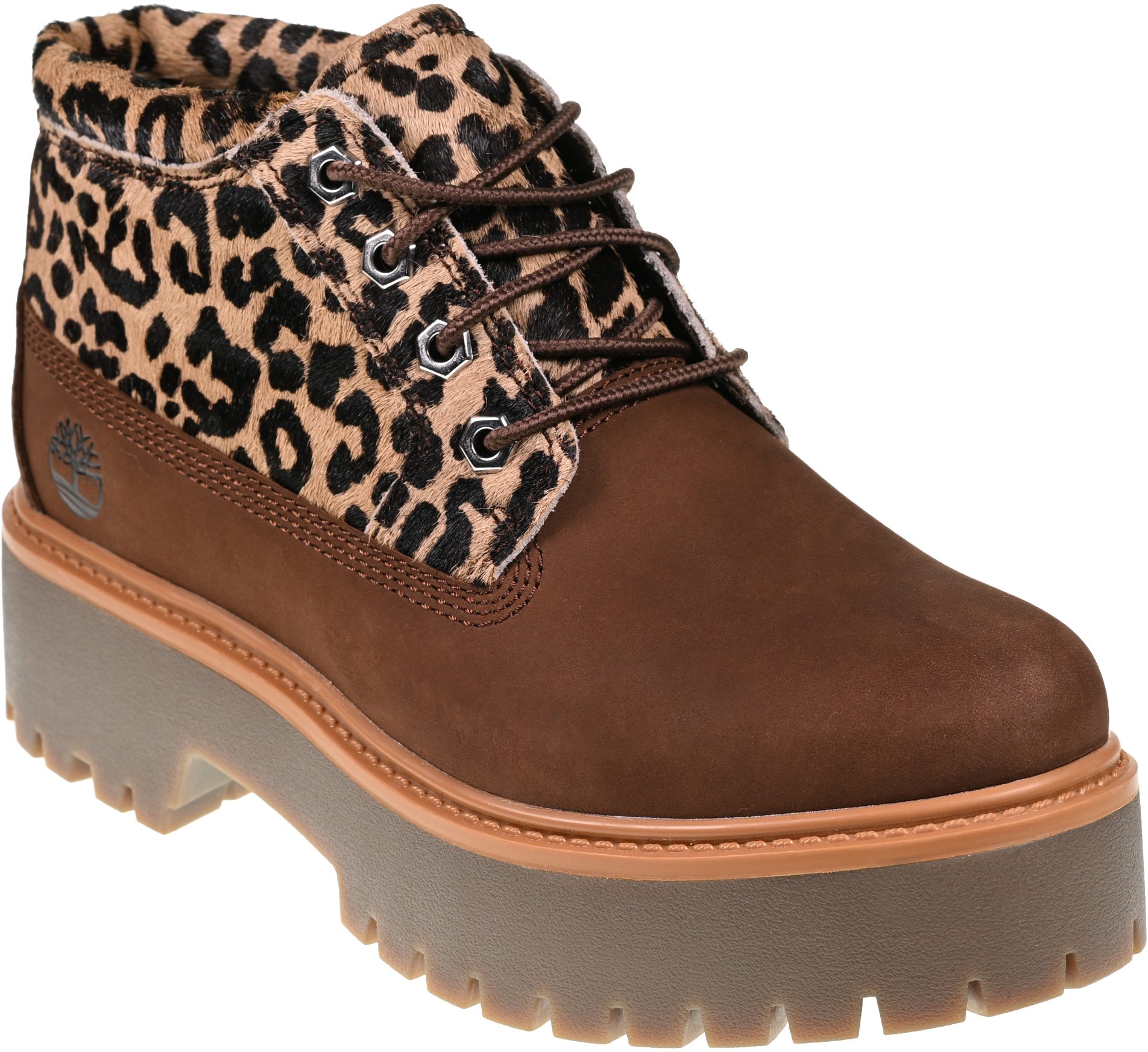 Timber Leopard Timberland Stone Street Nellie Mid Brown Nubuck / Leopard A43RR EM5 ...