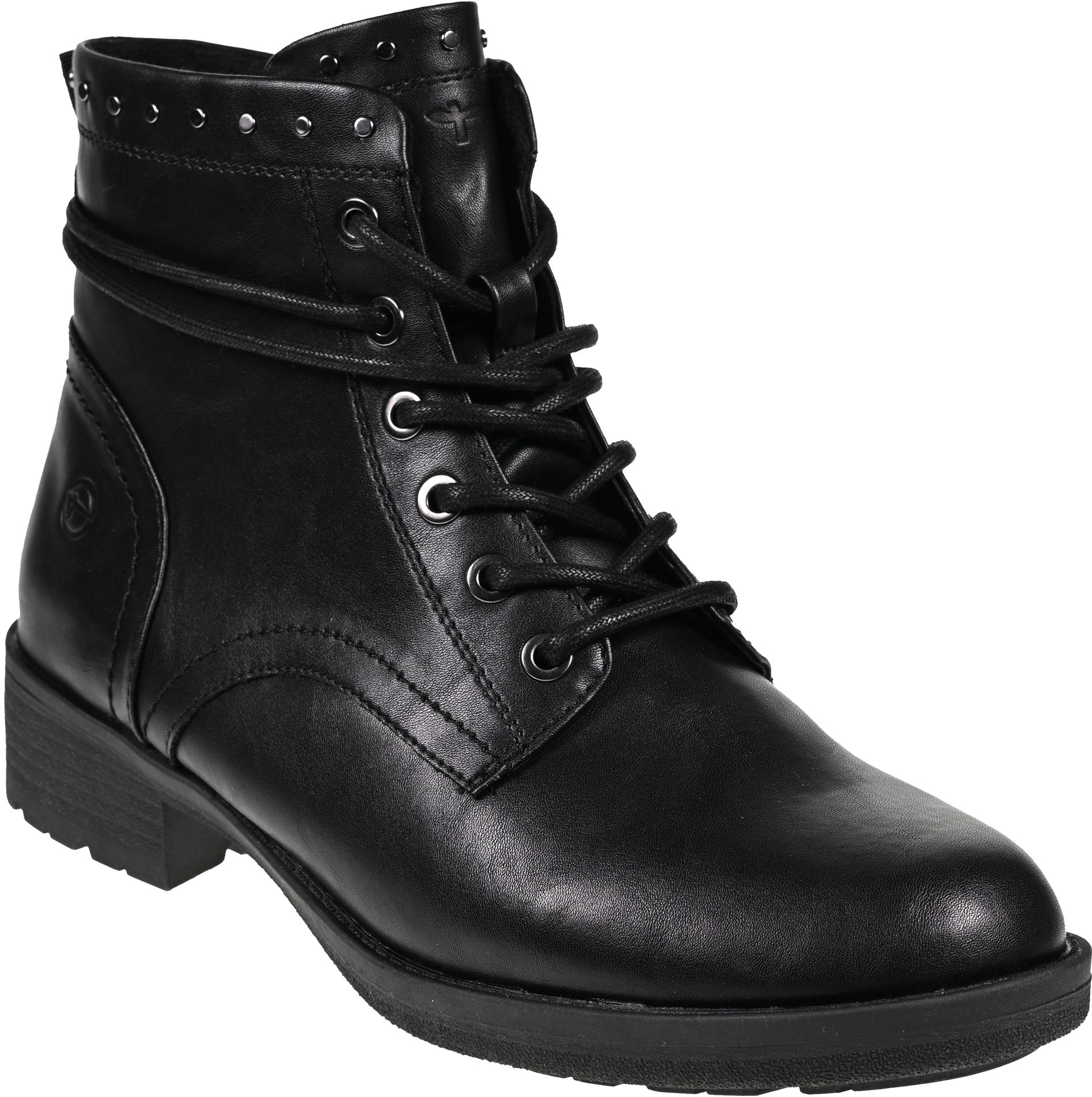 Tamaris Stivaletto Donna Con Lacci E Borchie – Tacco Largo – Altezza Gambale 18 Cm – Colore Nero