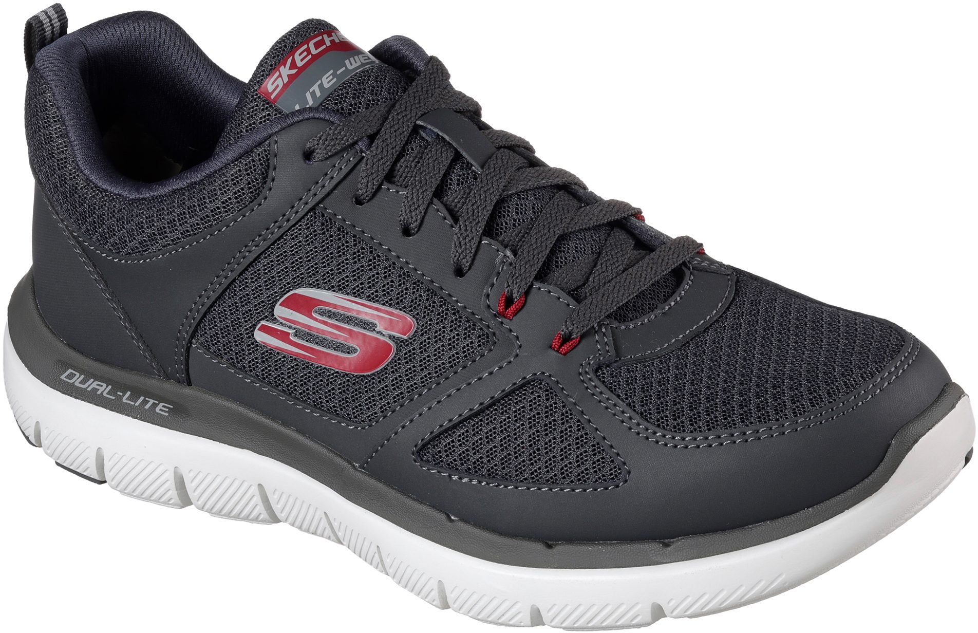 Skechers Flex Advantage 2.0 Lindman Charcoal Red 52189 CCRD Trainers Humphries Shoes