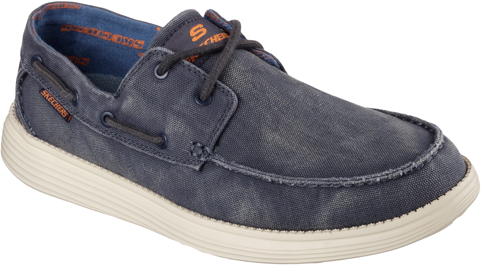 discreción Pino bisonte Skechers Status - Melec Navy 64644 NVY - Boat Shoes - Humphries Shoes