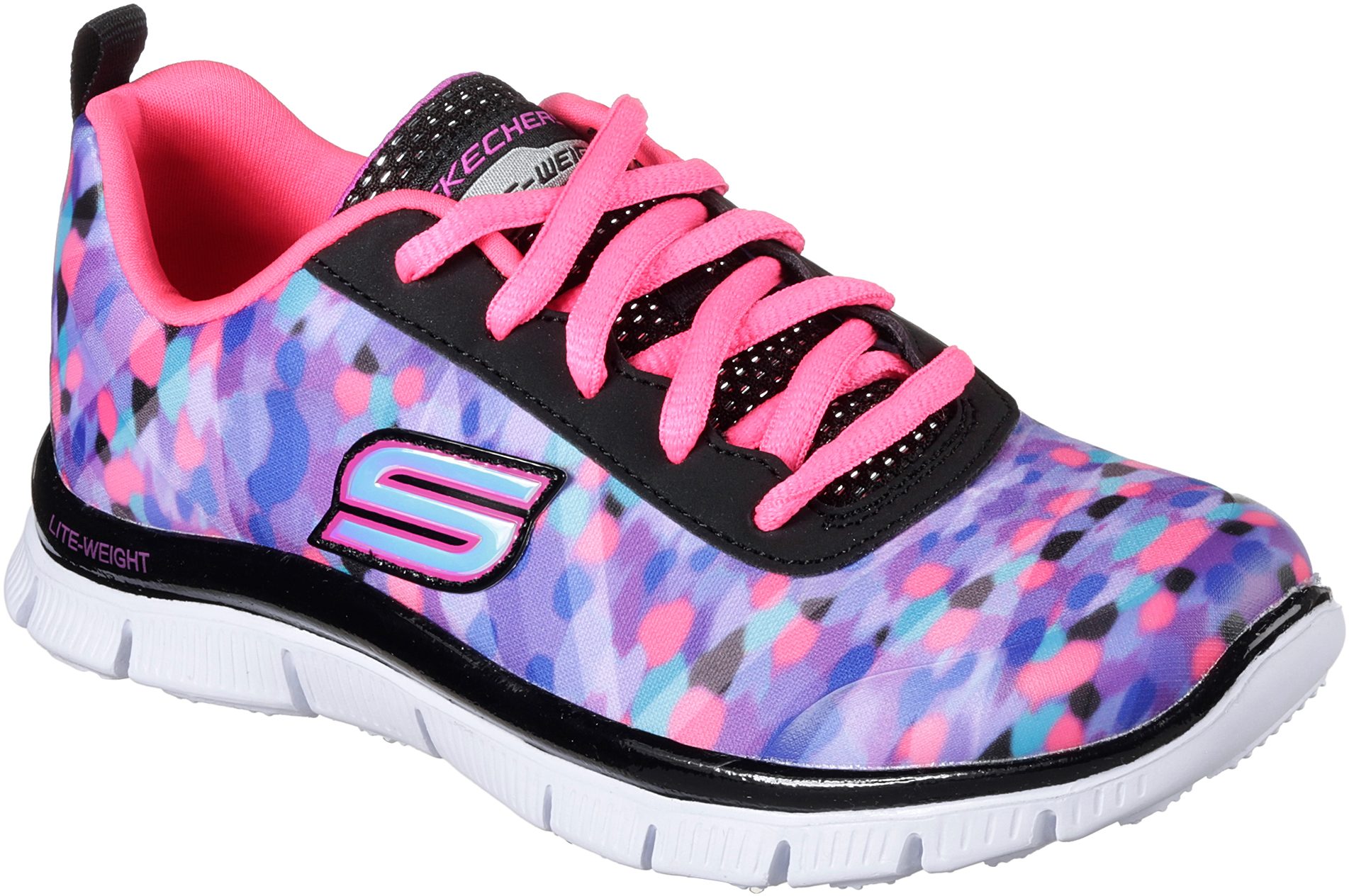 black skechers with rainbow laces