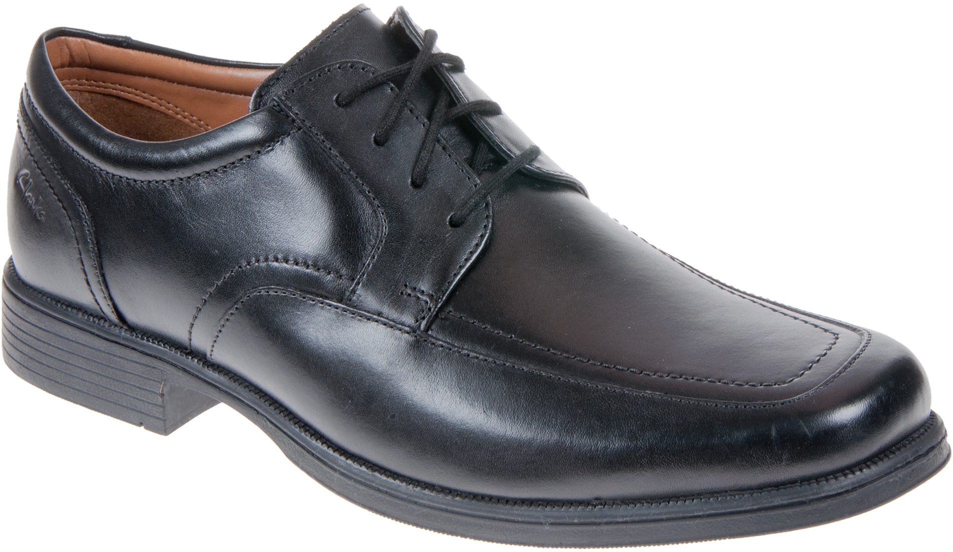 Mens HUCKLEY WORK Black leather slip on shoes   by CLARKS   £44.99 