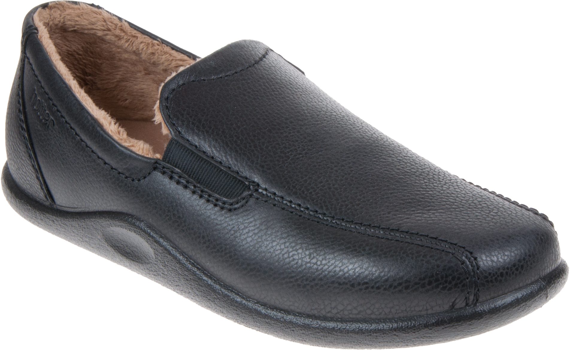 Hotter Relax Black Leather Full Slippers Humphries Shoes