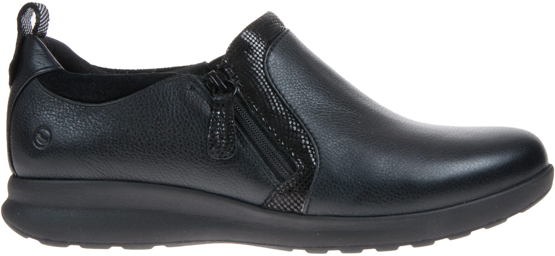 Clarks Un Adorn Zip Black Combi 26137017 - Everyday Shoes - Humphries Shoes