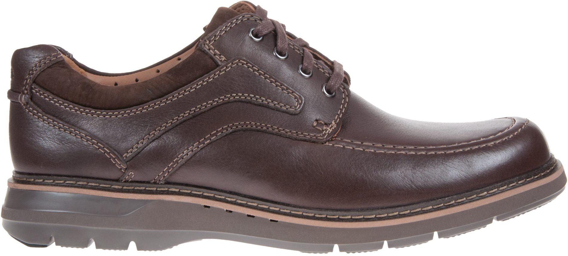 Clarks Un Ramble Lace Dark Brown Leather 26136990 - Casual Shoes ...