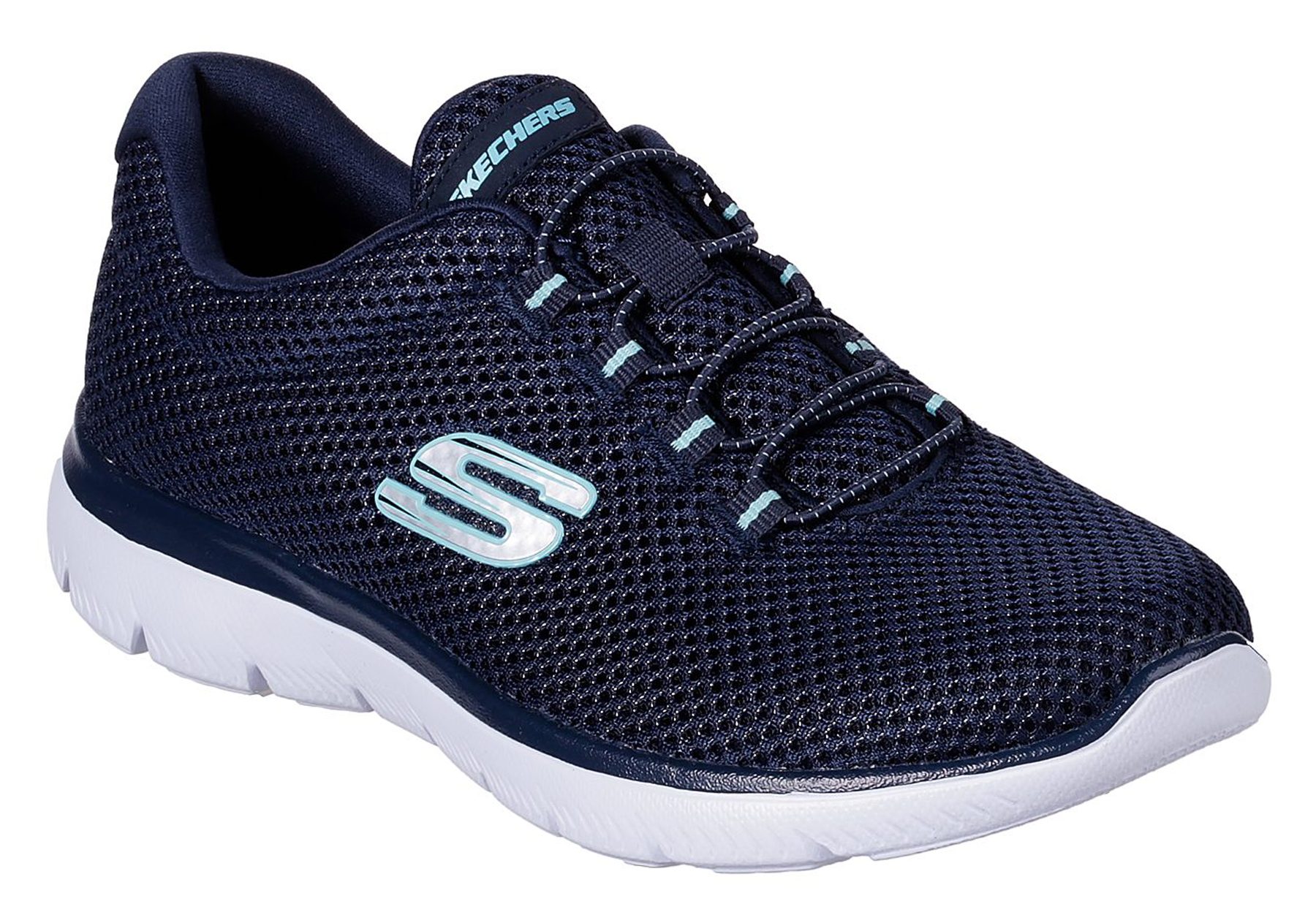 skechers slip on blue