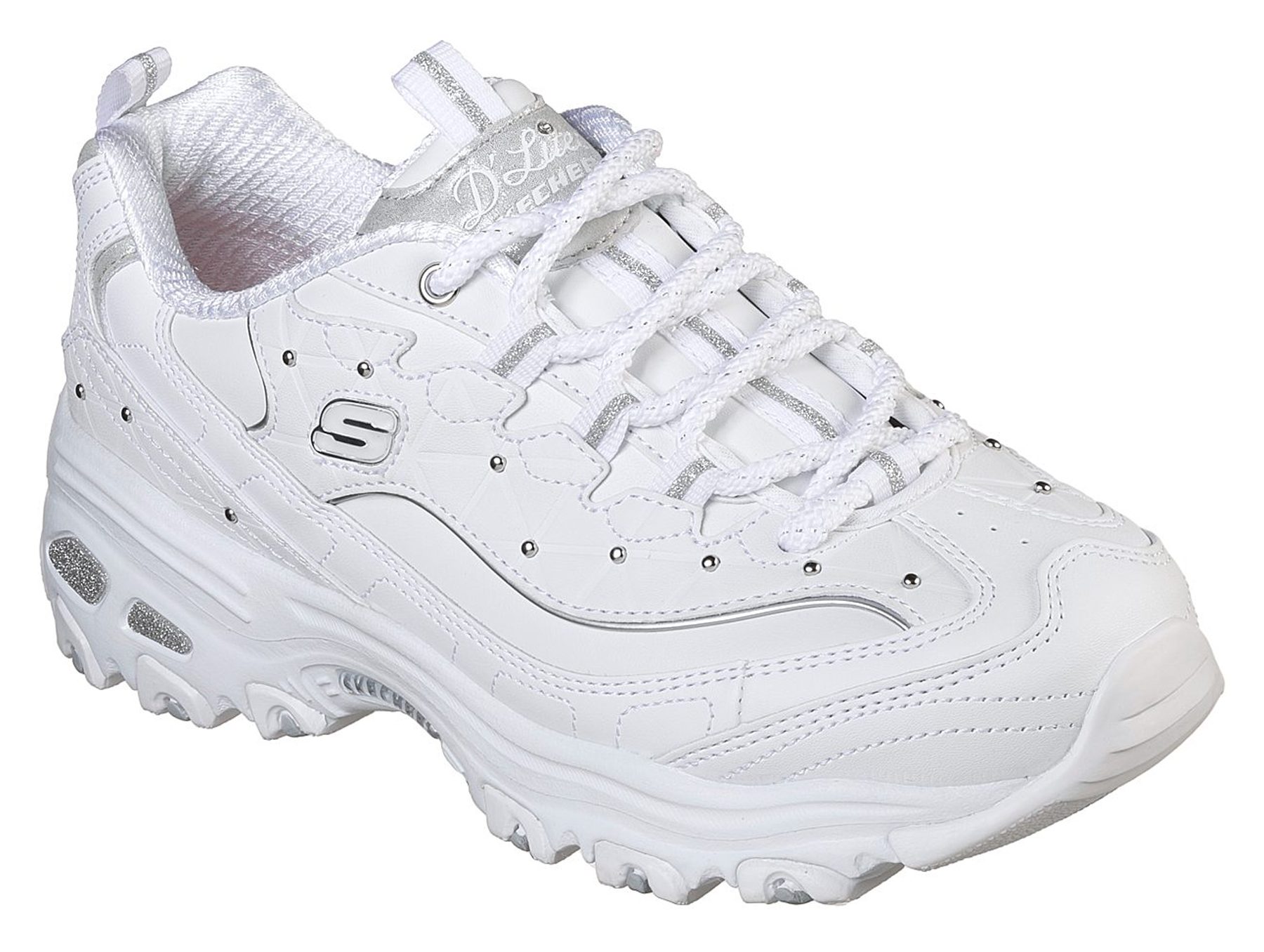 Skechers D'Lites - Glamour Feels White / Silver 13087 WSL - Everyday Shoes  - Humphries Shoes