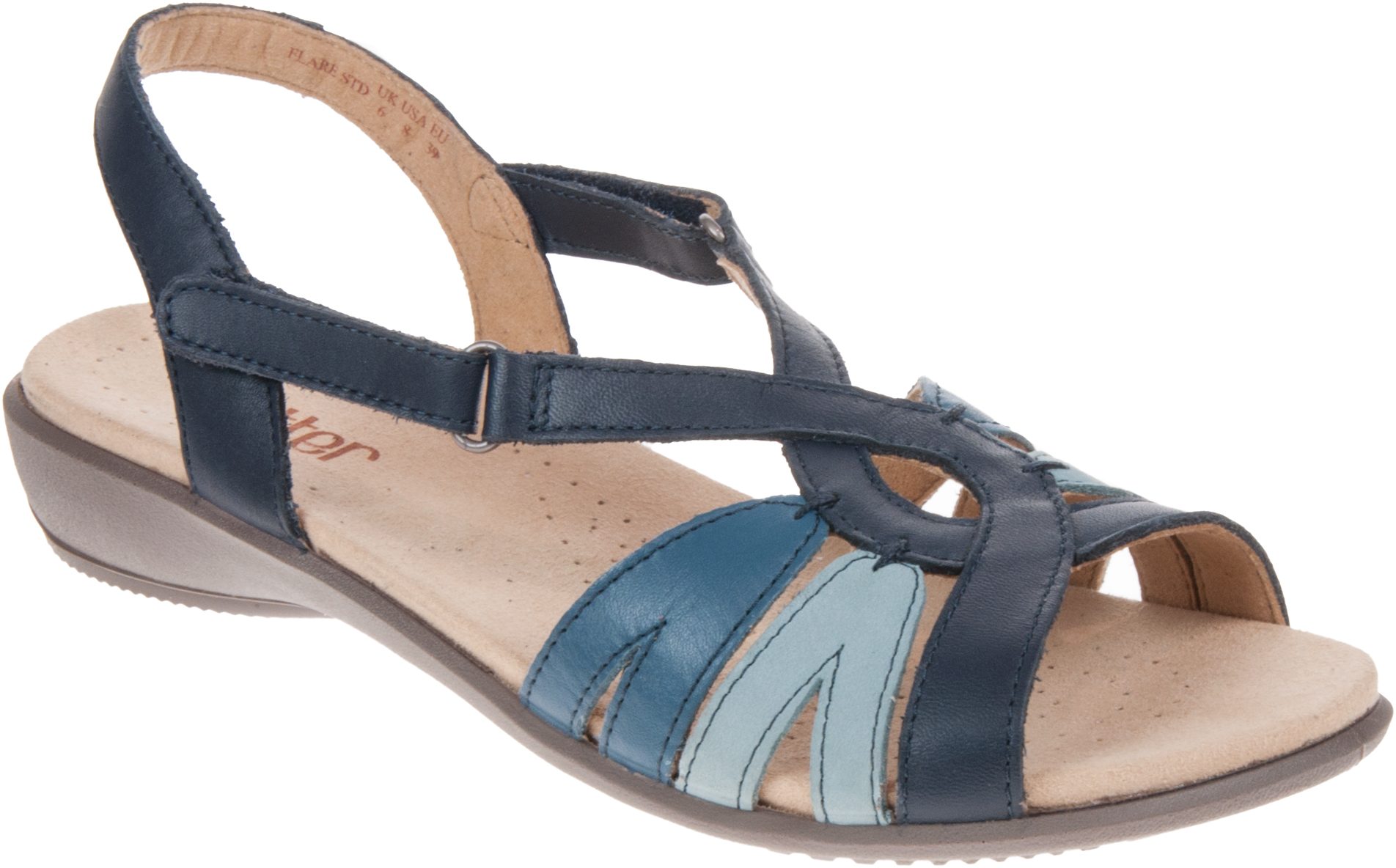 Hotter Flare Navy Multi Leather FLARE1 - Full Sandals - Humphries Shoes