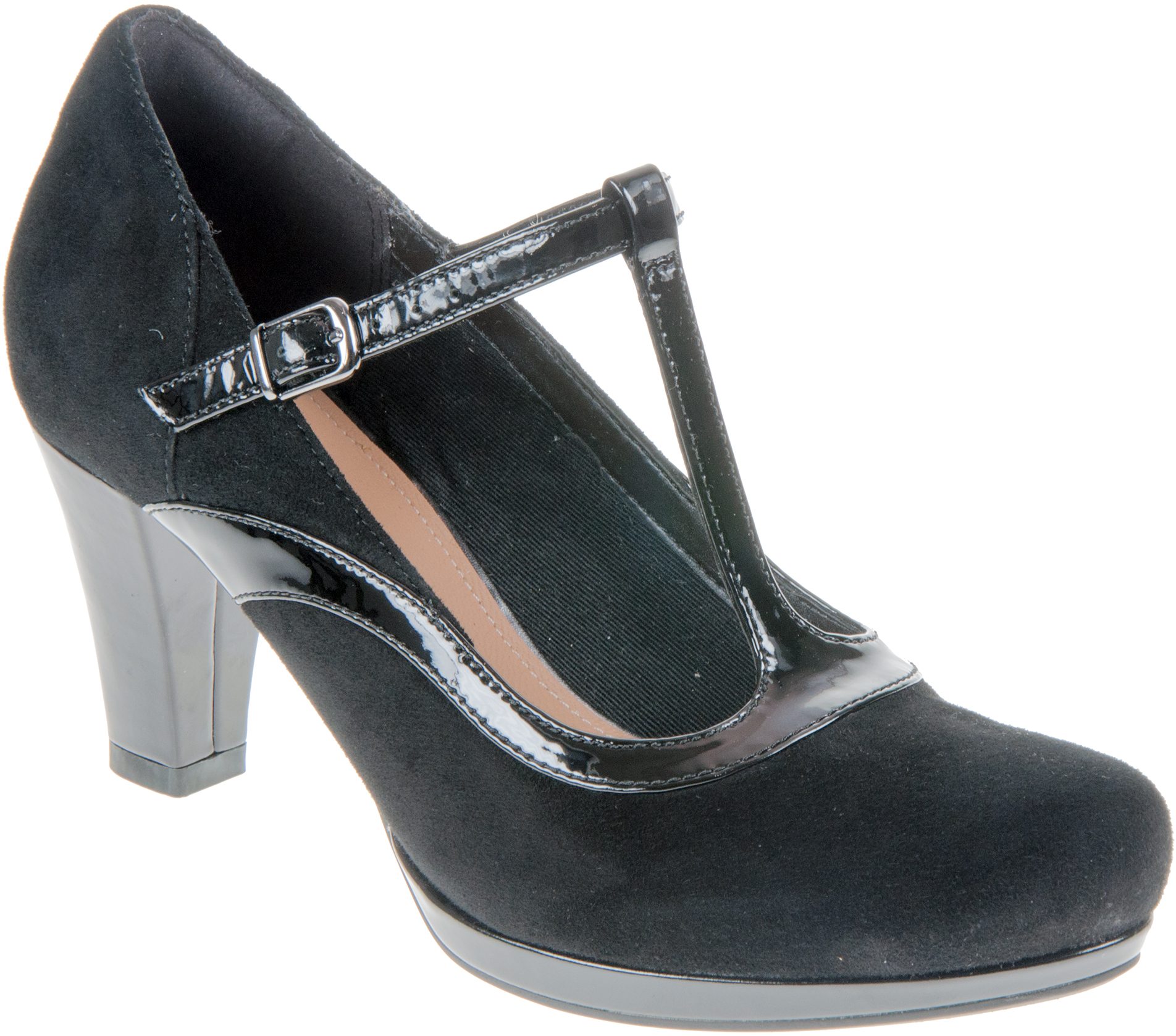 Clarks Chorus Pitch Black Combi - Court Shoes - Humphries Shoes