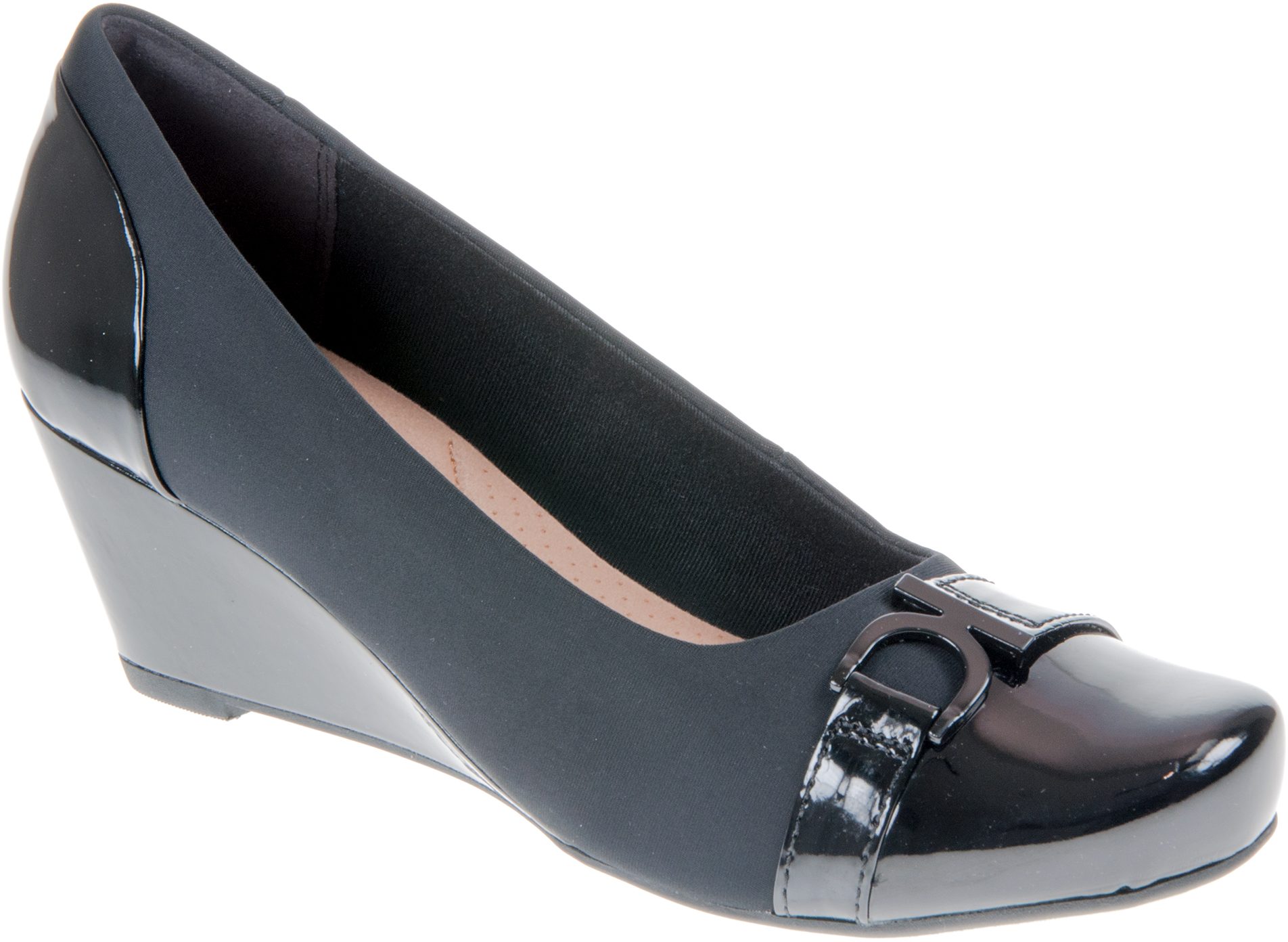 Clarks Flores Poppy Black Combi 26128469 Court Shoes Humphries Shoes