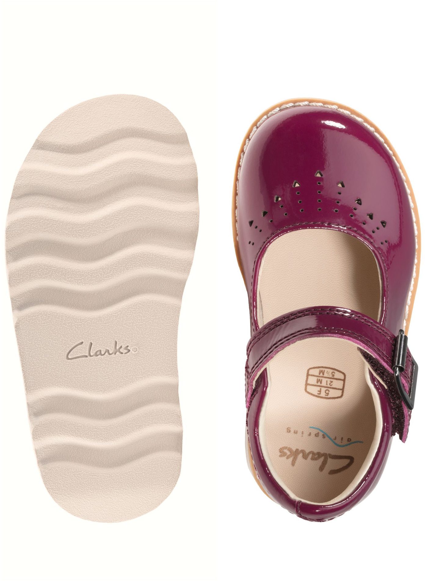 Clarks Crown Jump Toddler Plum Patent 26143354 Girls