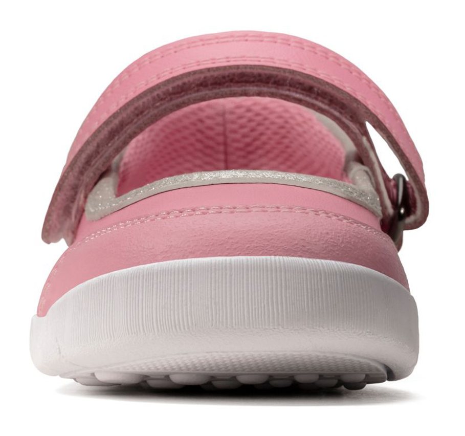 Chaussures Clarks EMERY HALO T BAR – Taille 5,5 G (UK 8.5 Infant), Couleur Corail Tacheté – Occasion En Bon état